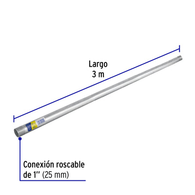 Tubo Conduit 1' galvanizado 3 m pared gruesa, et. Amarilla