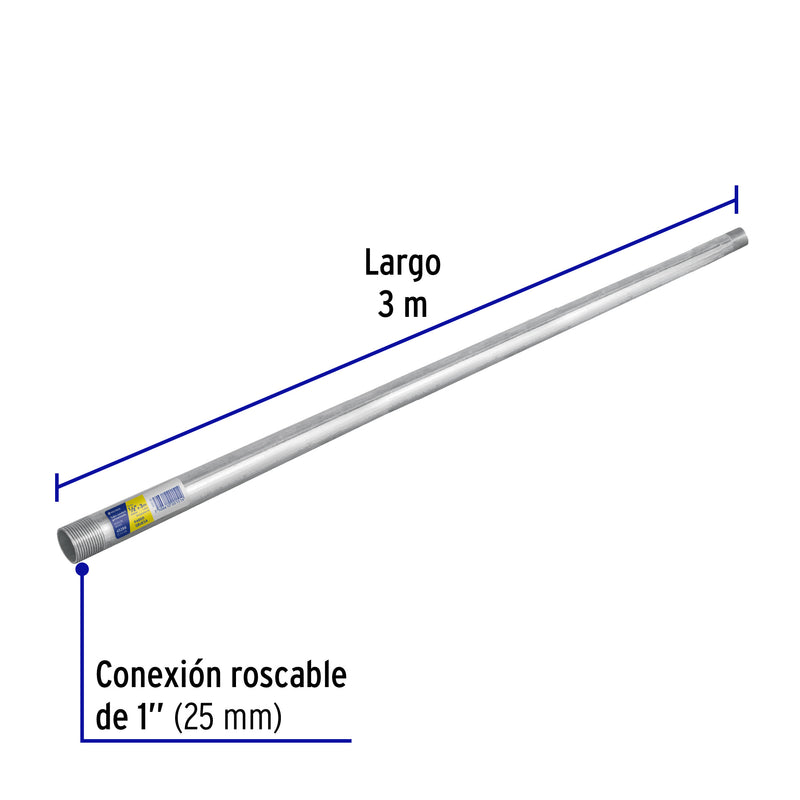 Tubo Conduit 1' galvanizado 3 m pared gruesa, et. Amarilla