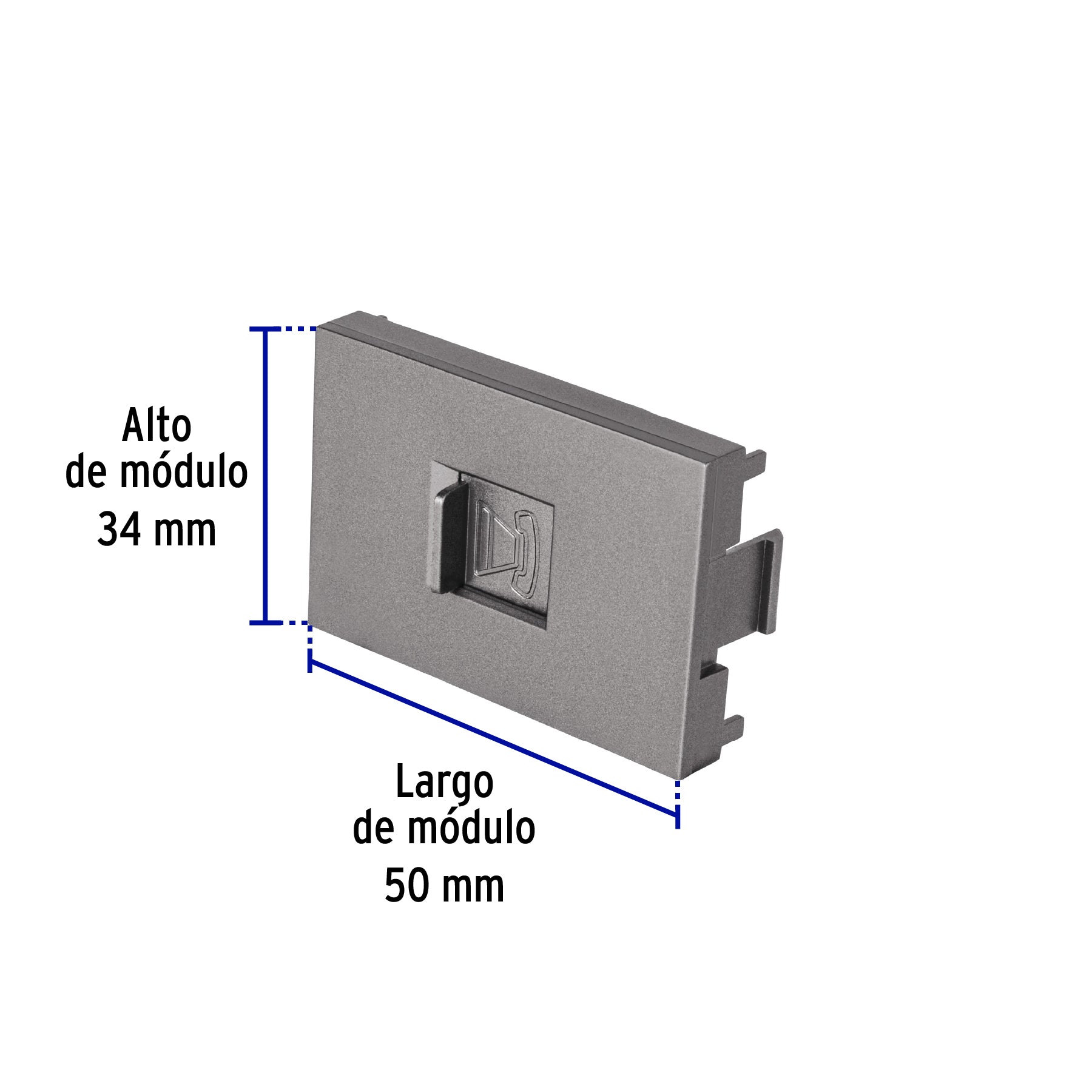 Toma de teléfono acero inox de 1.5 módulos, línea Lisboa
