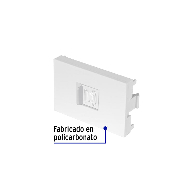 Toma de teléfono blanco de 1.5 módulos, línea Lisboa