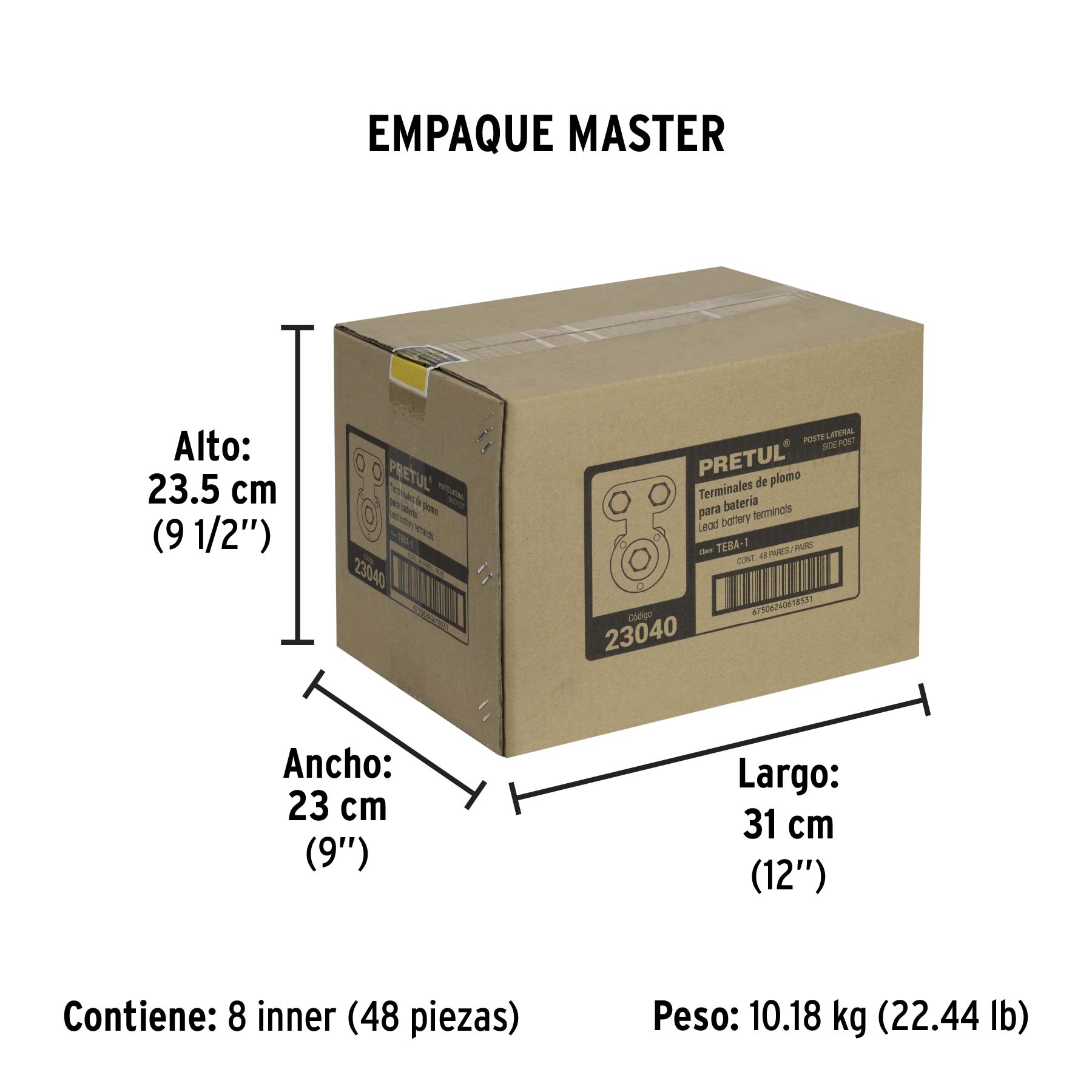 Terminal de plomo para batería, poste lateral, 2 piezas