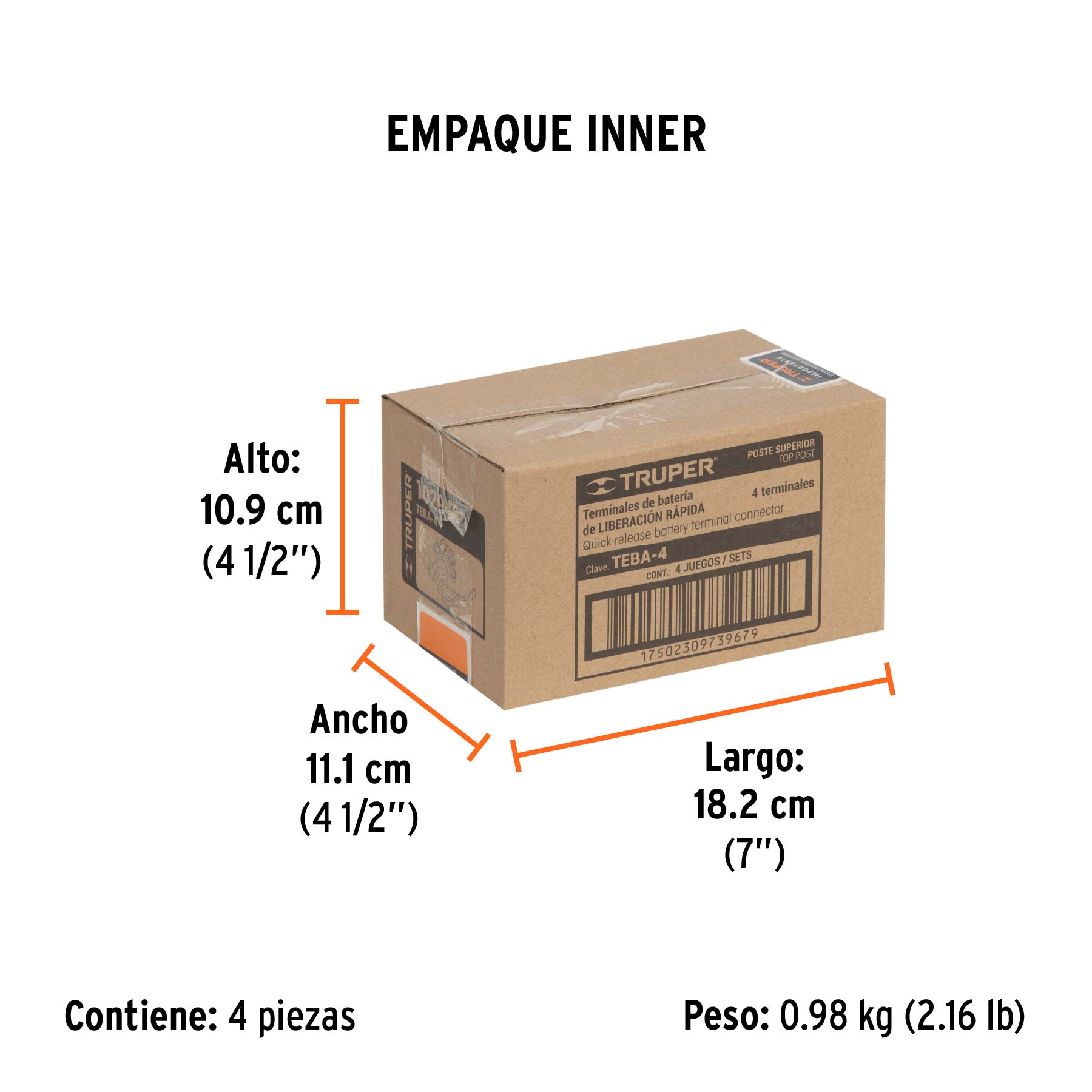 Blíster 2 terminales para batería desconexión rápida, Truper
