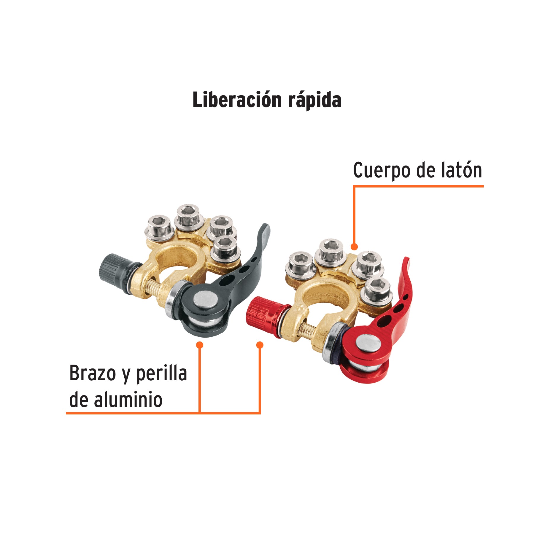 Blíster 2 terminales para batería desconexión rápida, Truper