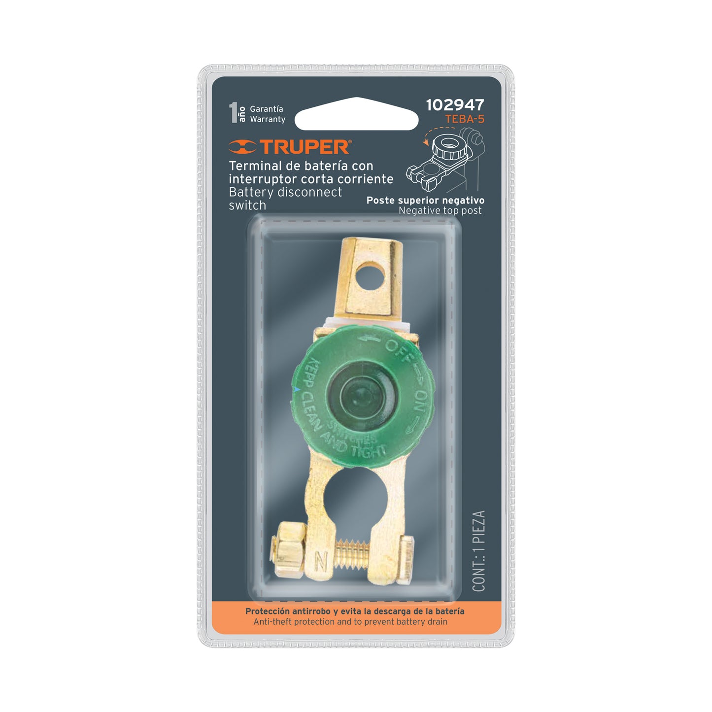 Terminal para bateria con Interruptor Switch, Truper