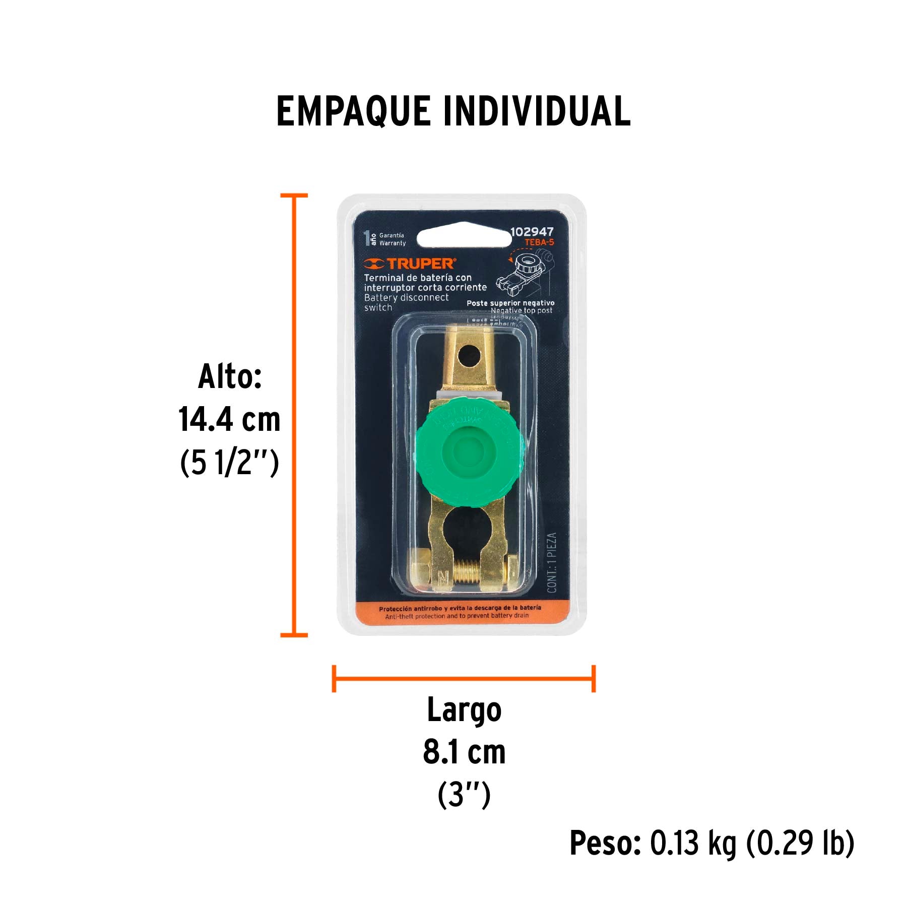 Terminal para bateria con Interruptor Switch, Truper