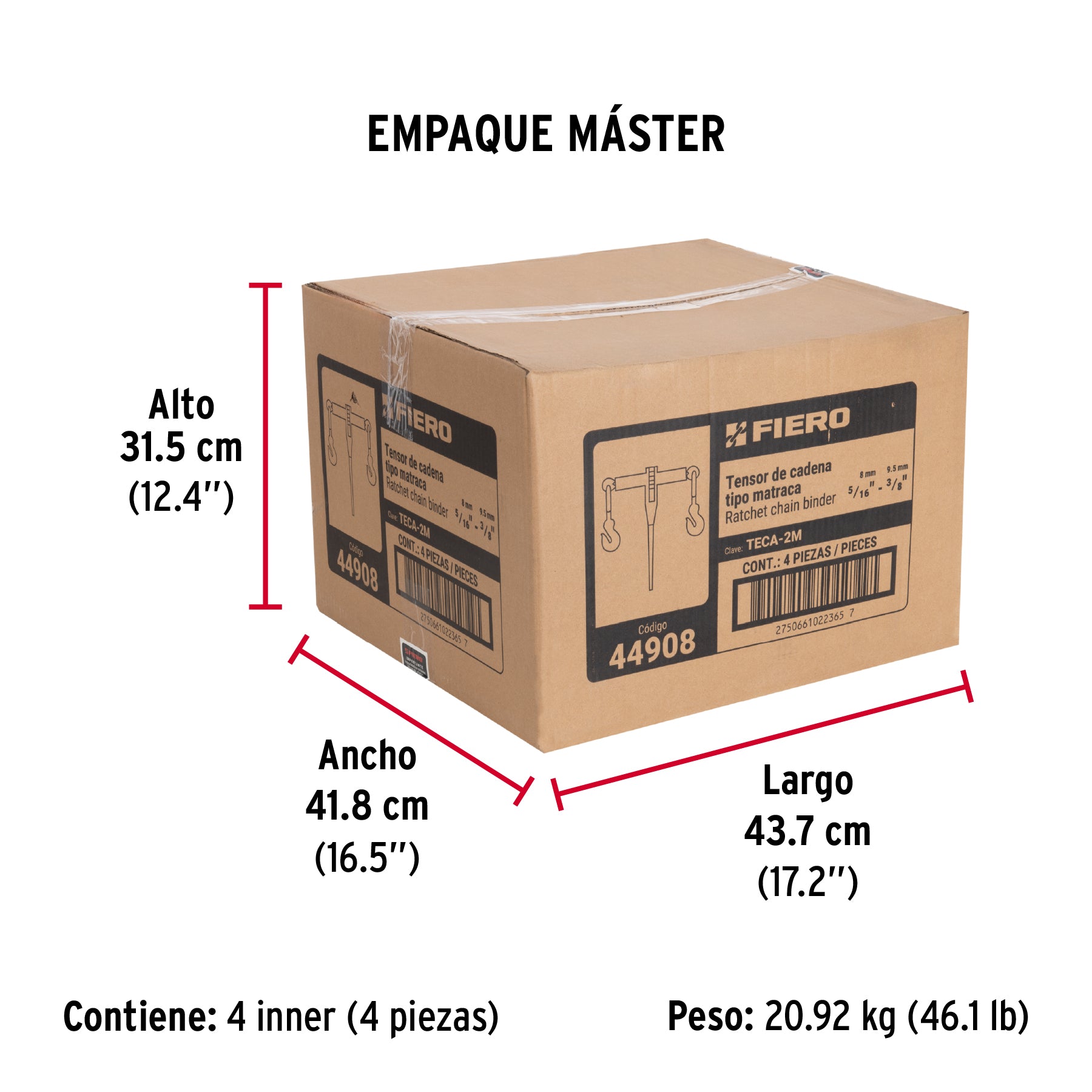 Tensor cadena con matraca, 5/16'- 3/8',FIERO