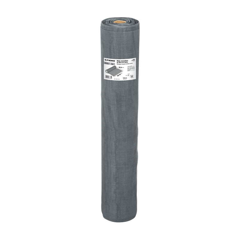 Malla mosquitera, fibra de vidrio, gris, 0.60 x 30 m