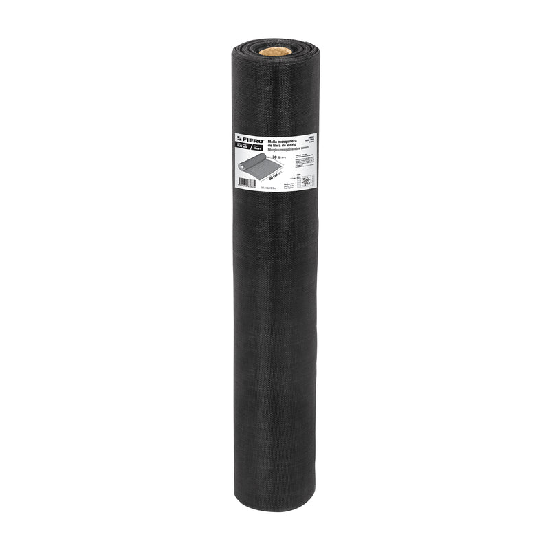 Malla mosquitera, fibra de vidrio, negra, 0.60 x 30 m