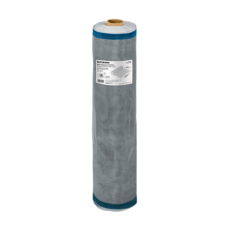 Malla mosquitera plástica, 0.60 x 30 m, gris