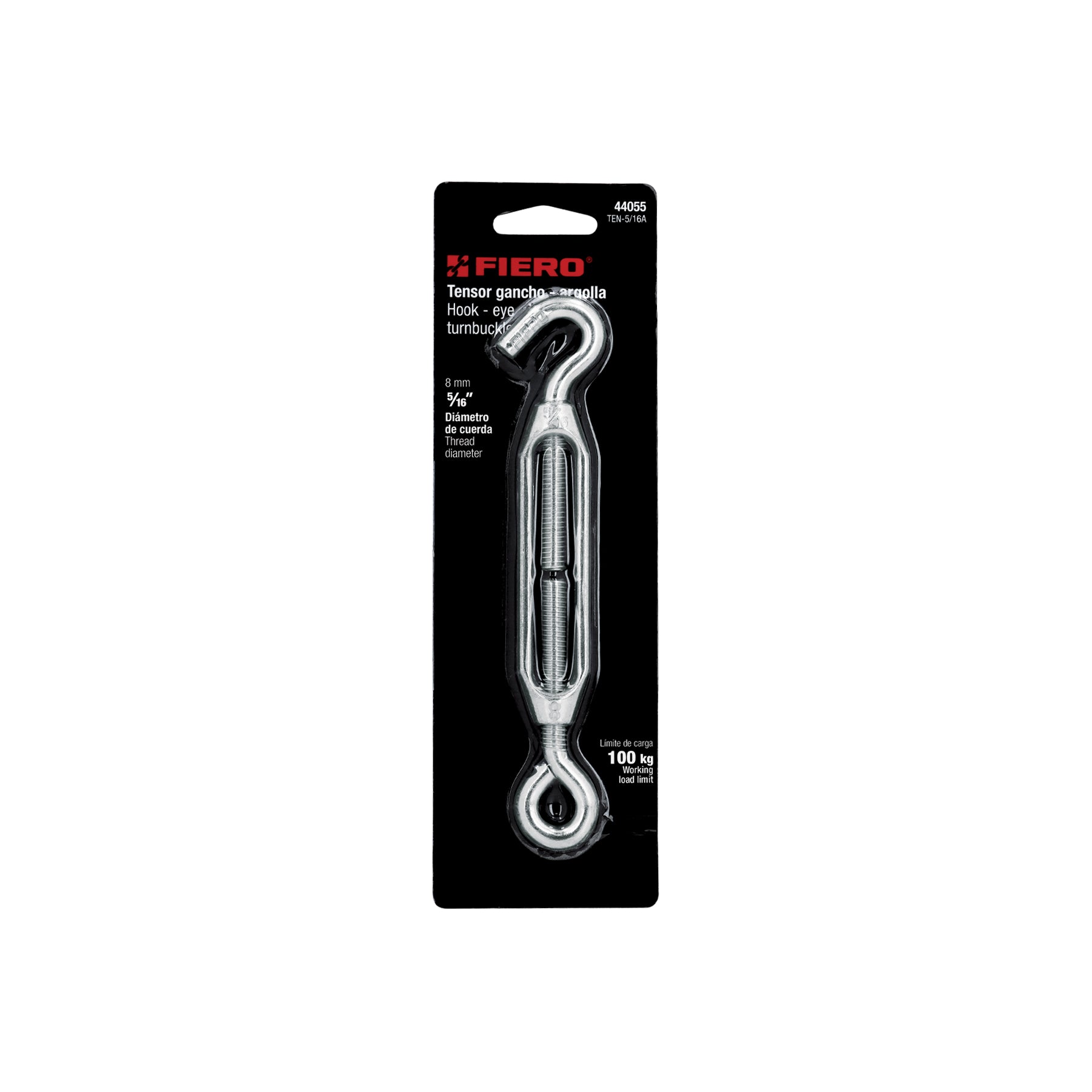 Tensor zinc, 5/16", gancho-argolla