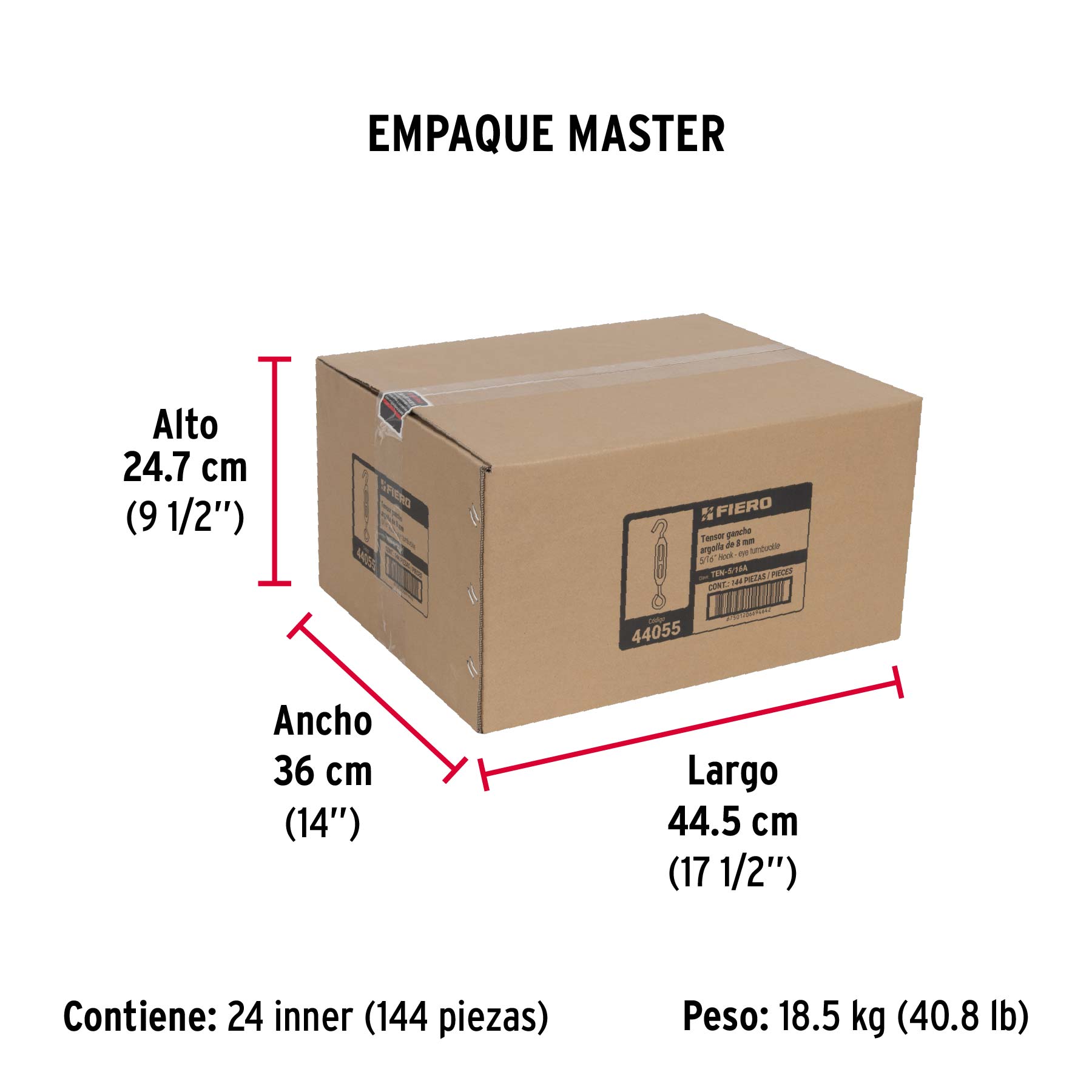 Tensor zinc, 5/16", gancho-argolla