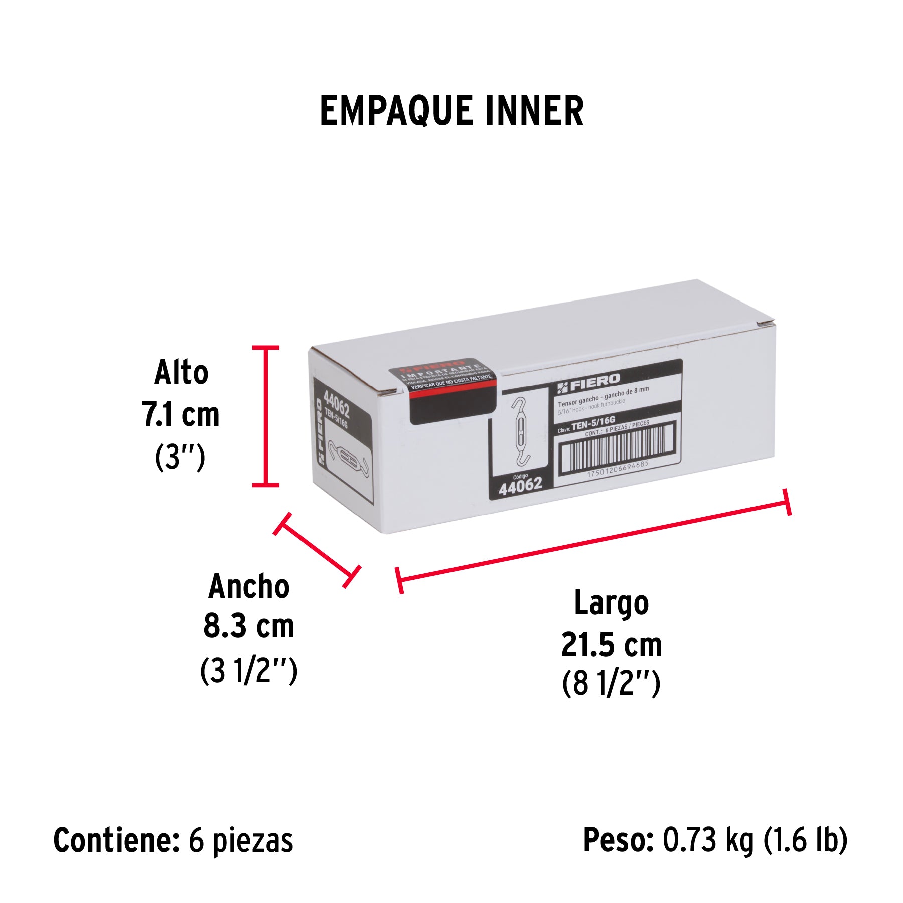 Tensor zinc, 5/16", gancho-gancho