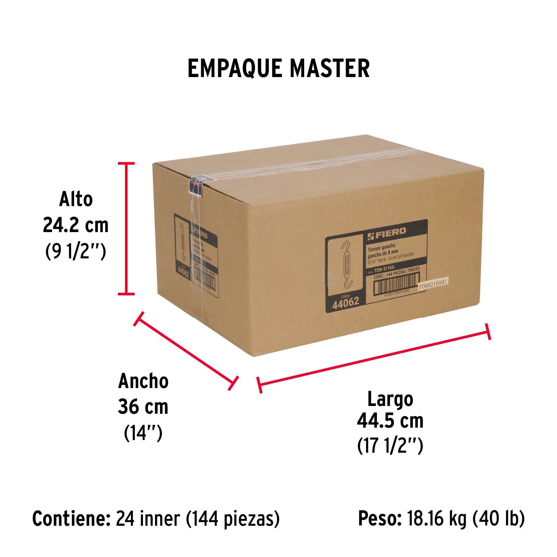 Tensor zinc, 5/16", gancho-gancho