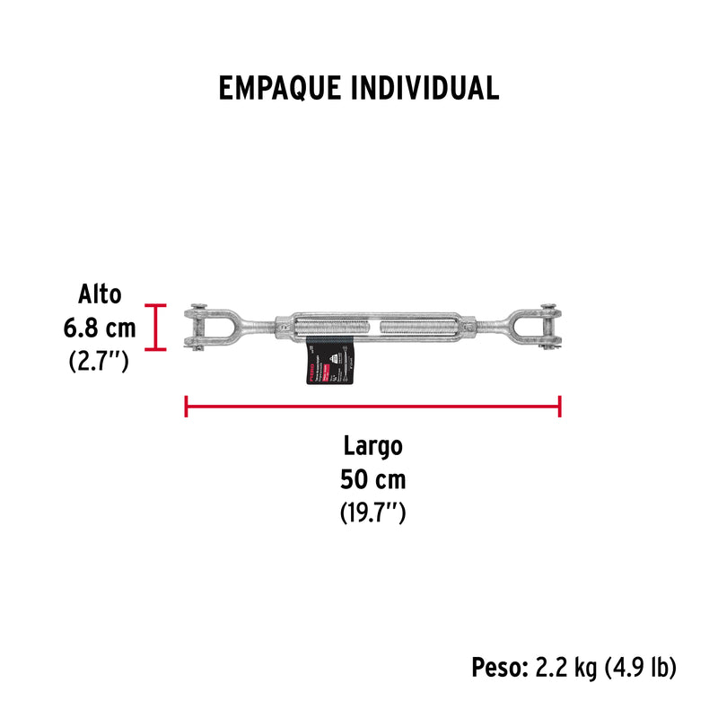 Tensor forjado 3/4' quijada - quijada, galvanizado, FIERO