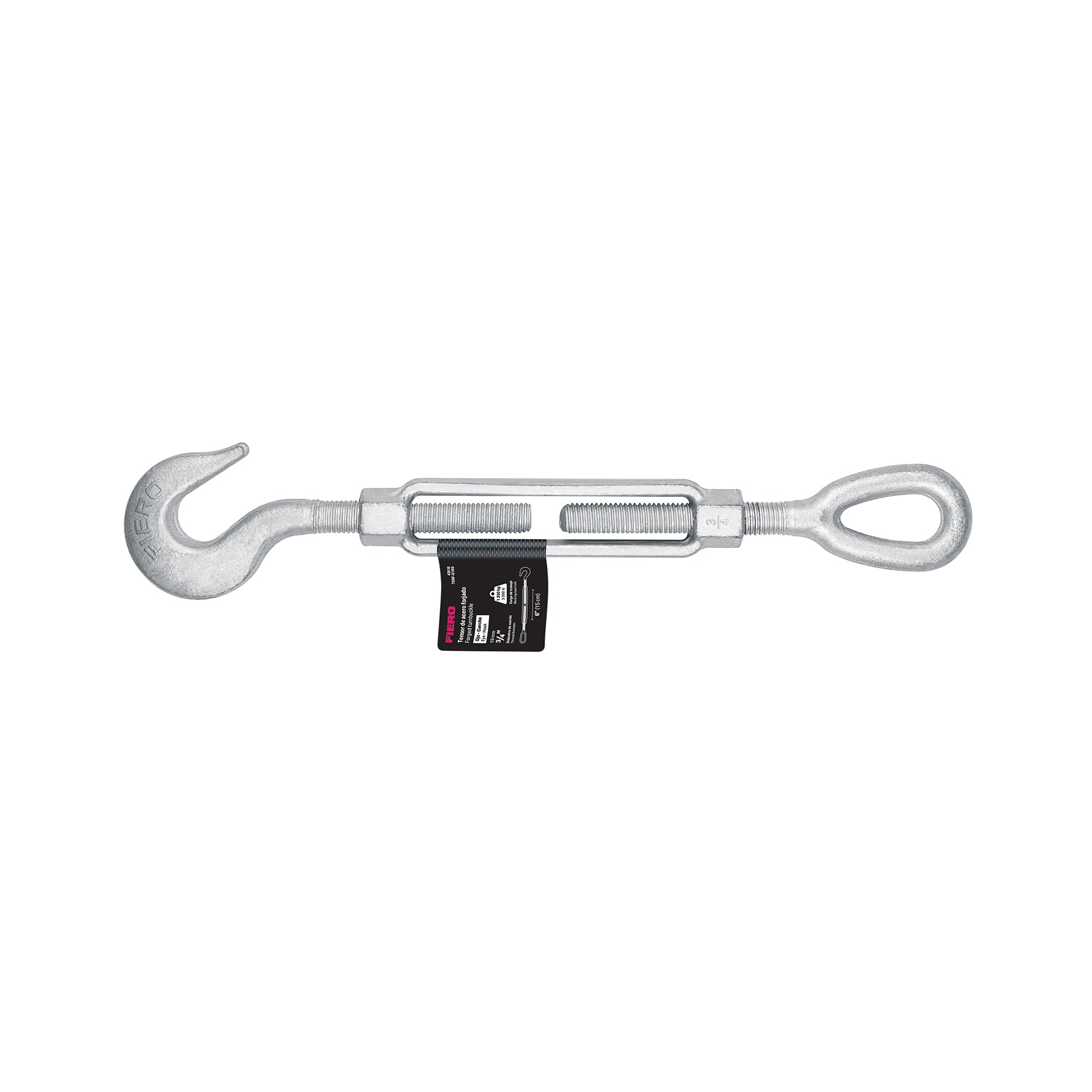 Tensor forjado 3/4 x 6' ojo - gancho, galvanizado, FIERO