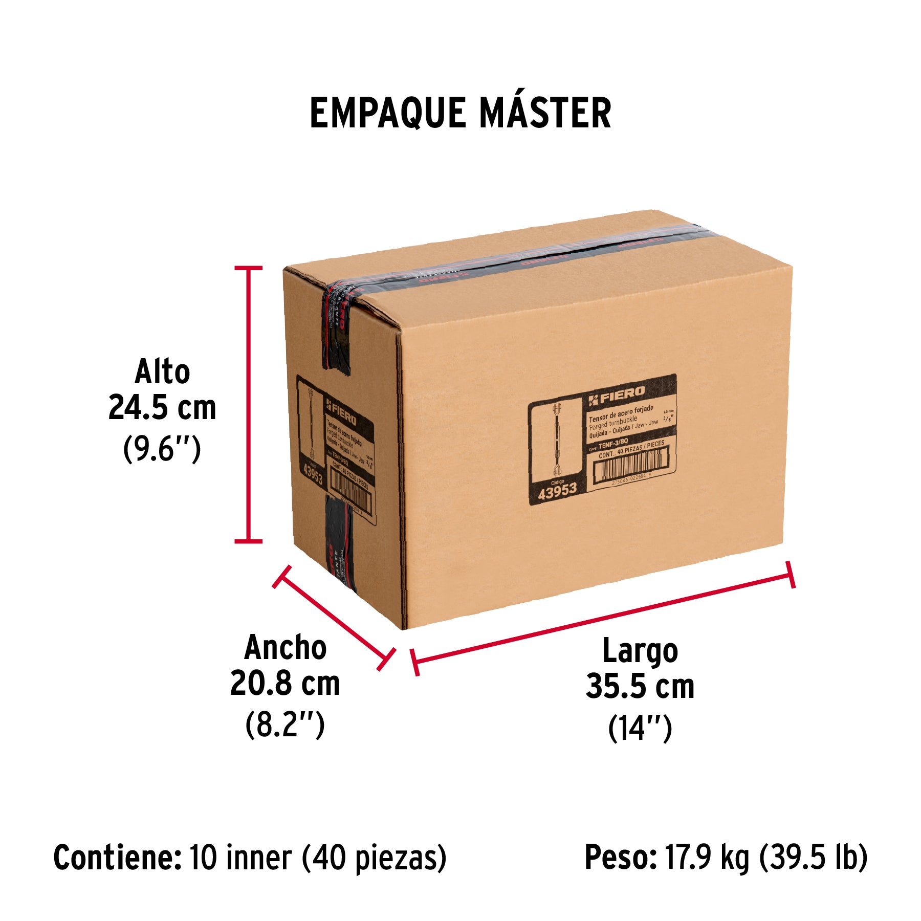 Tensor forjado 3/8' quijada - quijada, galvanizado, FIERO