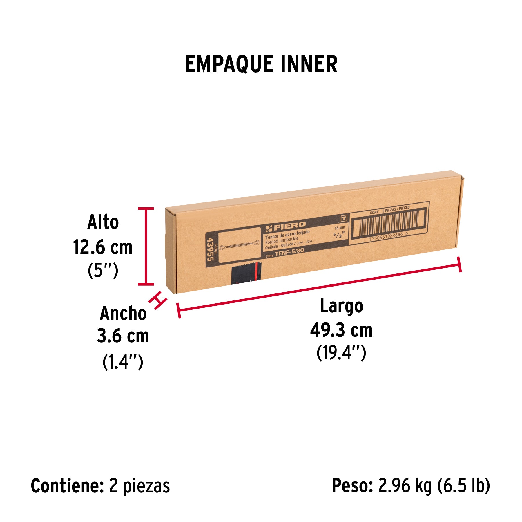 Tensor forjado 5/8' quijada - quijada, galvanizado, FIERO