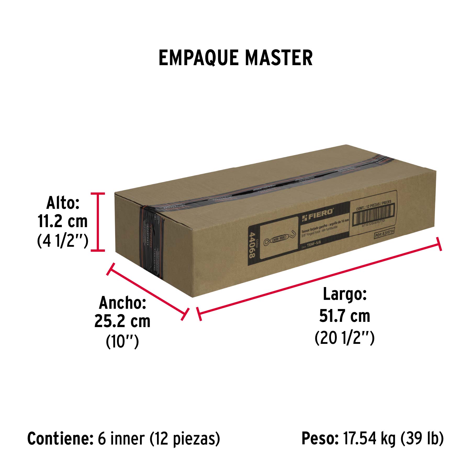 Tensor forjado,5/8",gancho-argolla