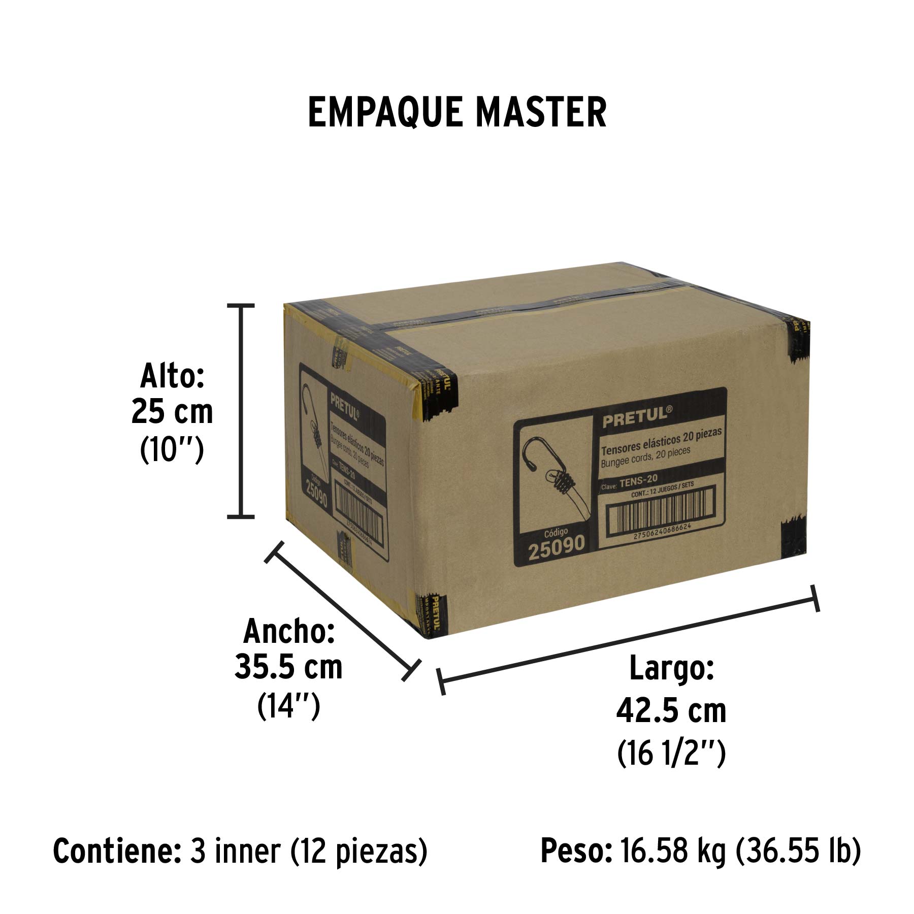 Juego de 20 tensores elásticos, Pretul