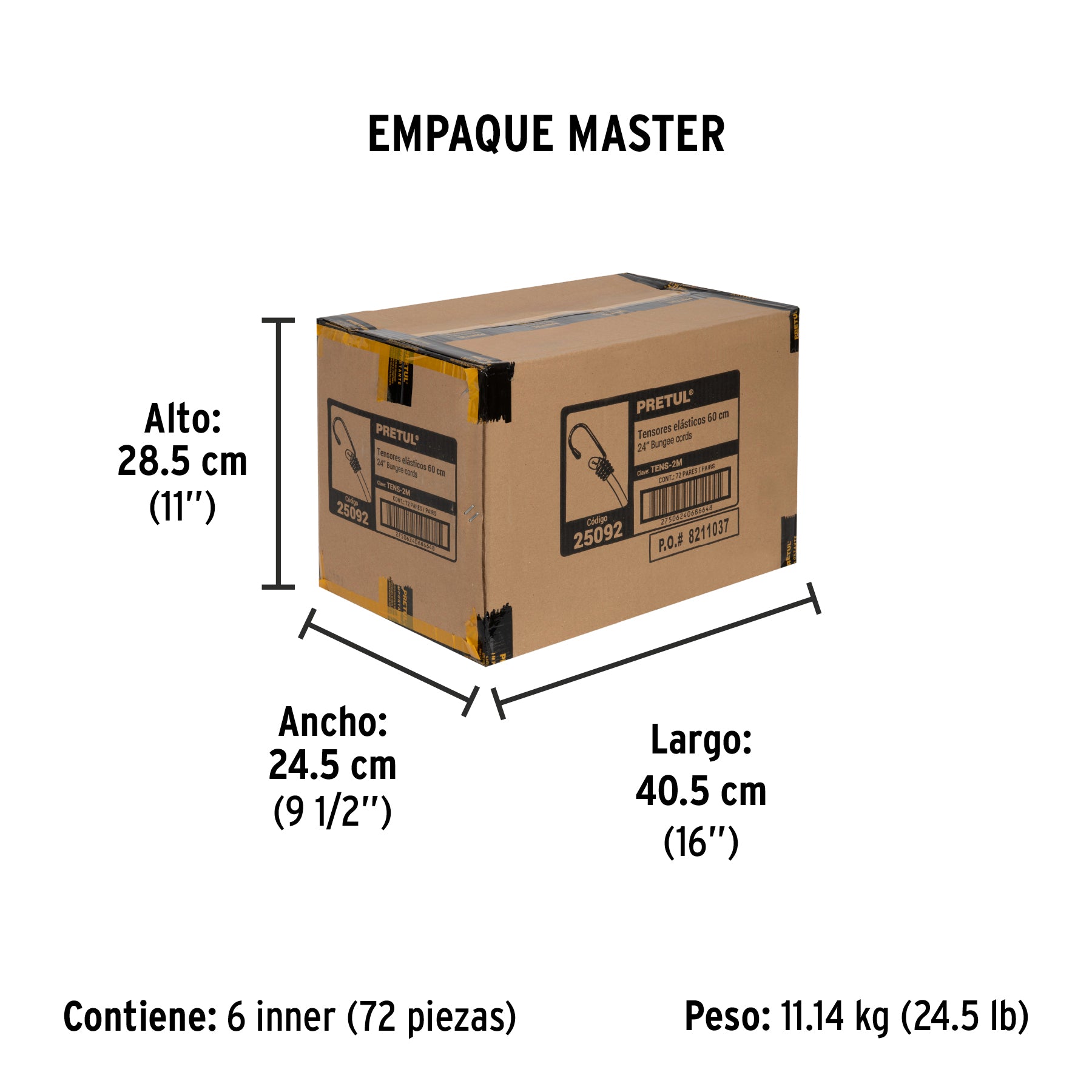 Tensores elásticos 60cm, 2 Piezas,Pretul