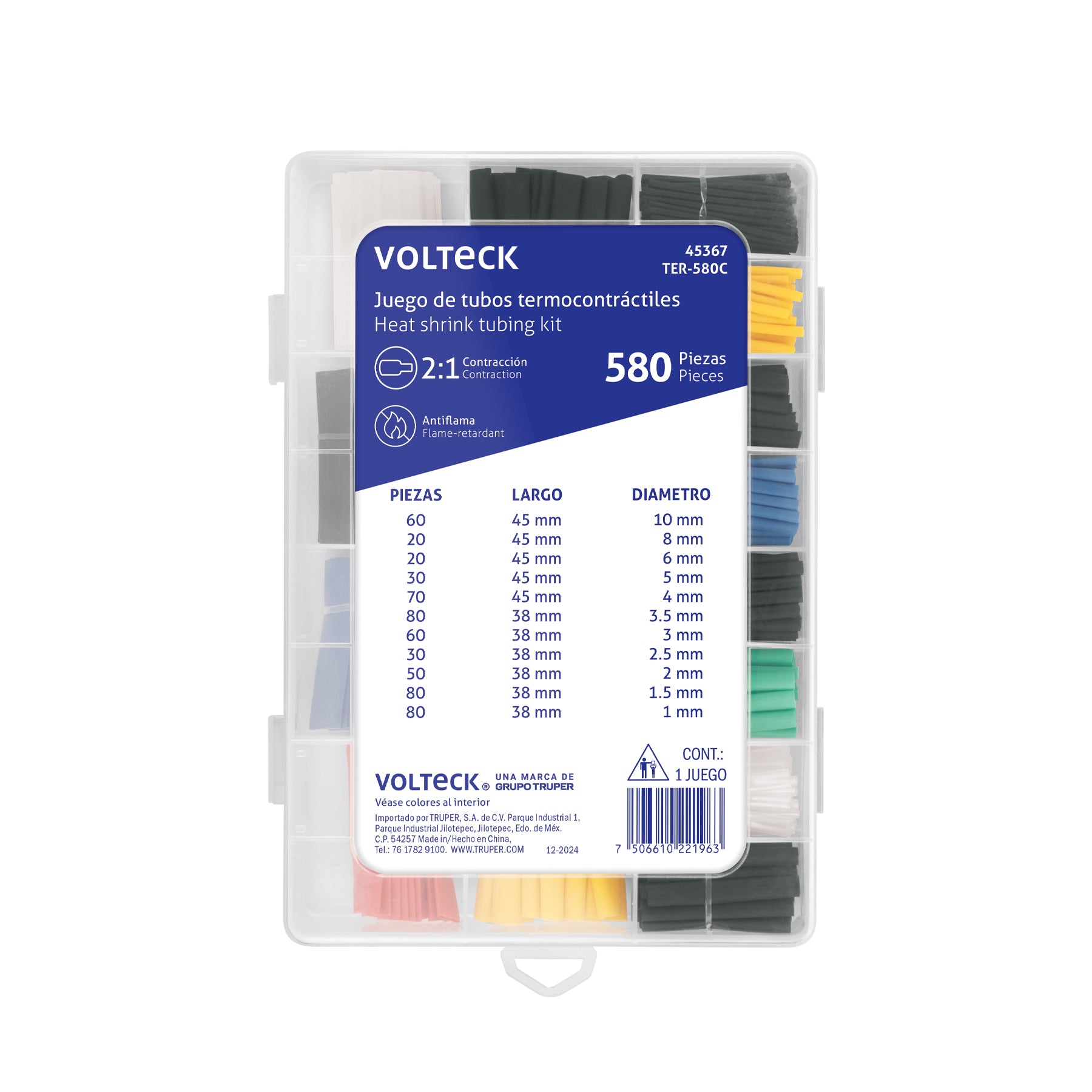 Juego de 580 piezas de Tubo Termocontráctil, VOLTECK
