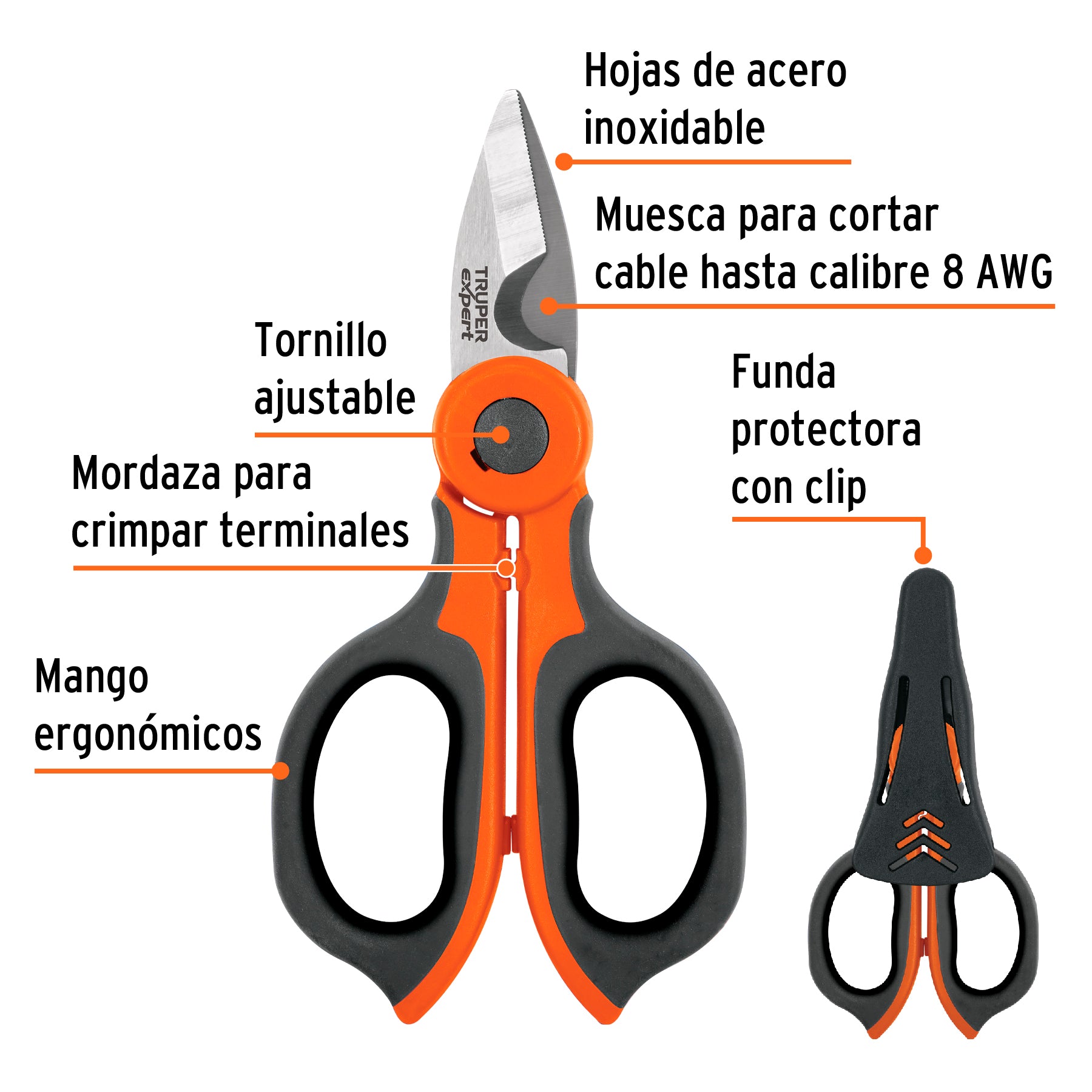 Tijera 6' de acero inoxidable para electricista, Expert