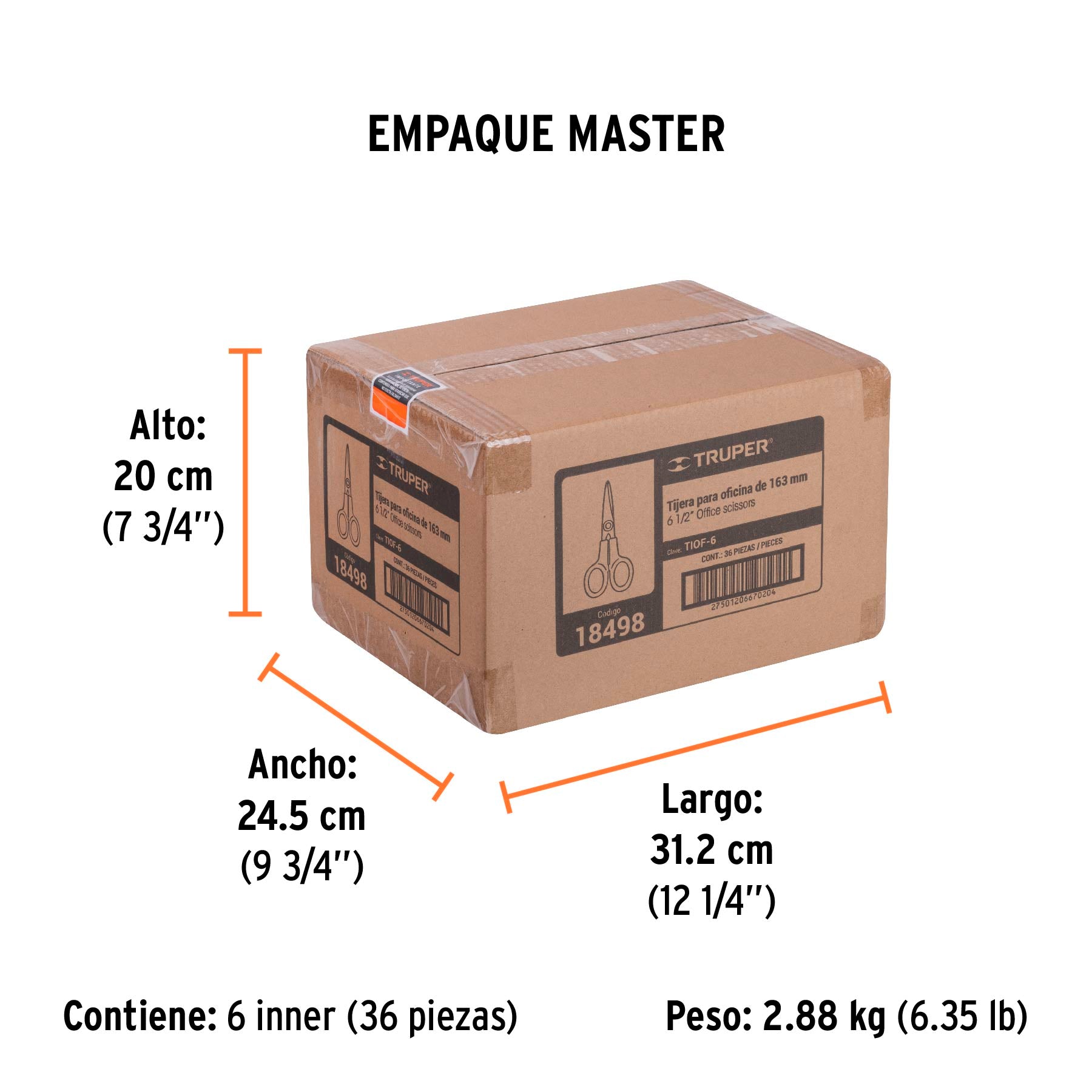 Tijera para oficina 6-1/2", de acero inoxidable