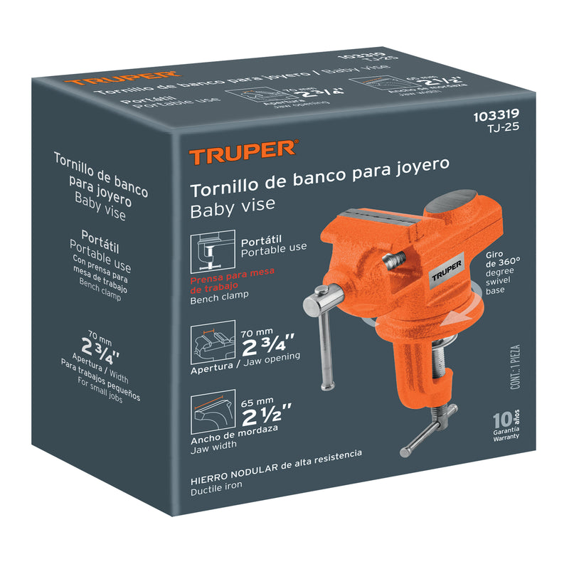 Tornillo de banco 2.5' para joyero, Truper