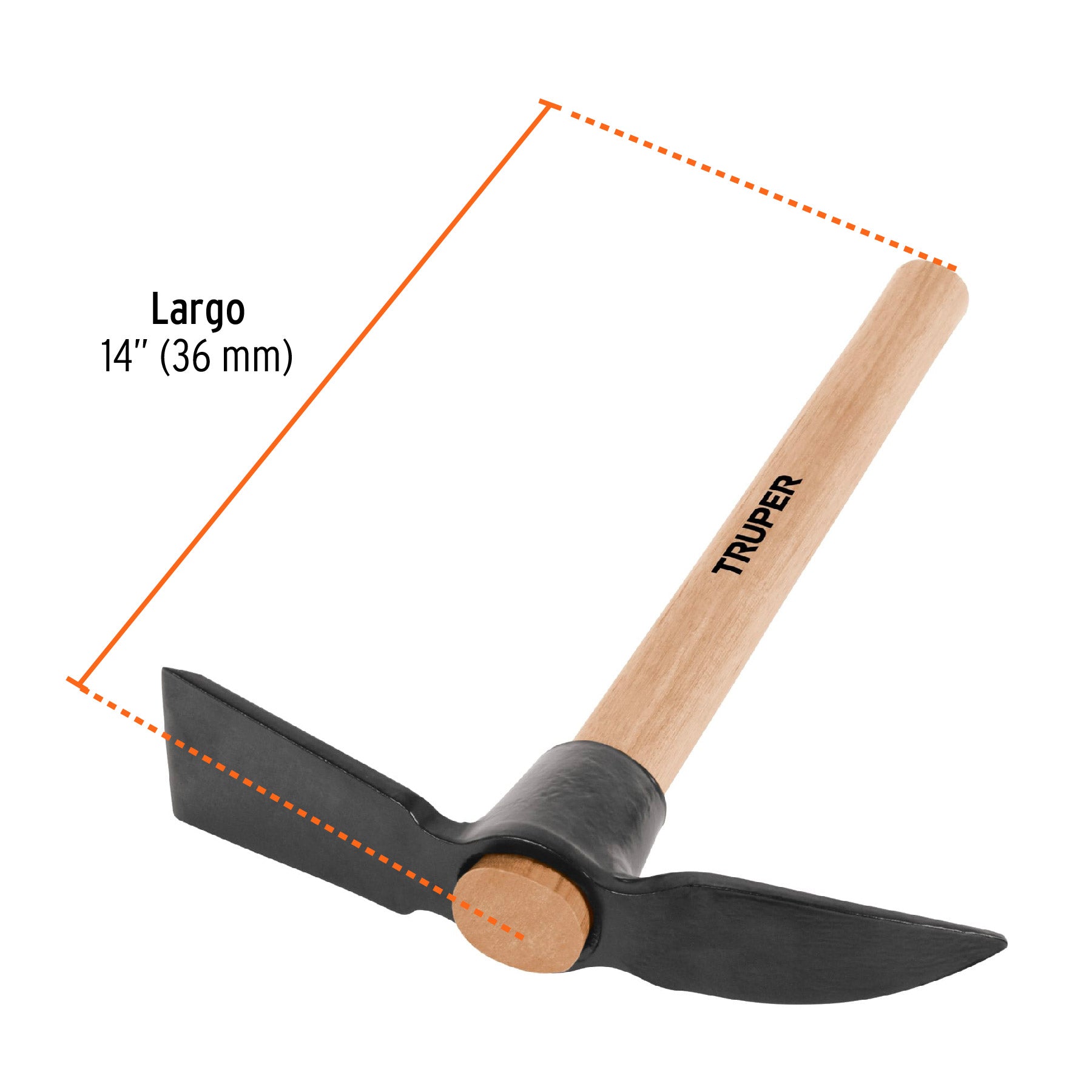 Talacho-pico, mango de madera, 16"