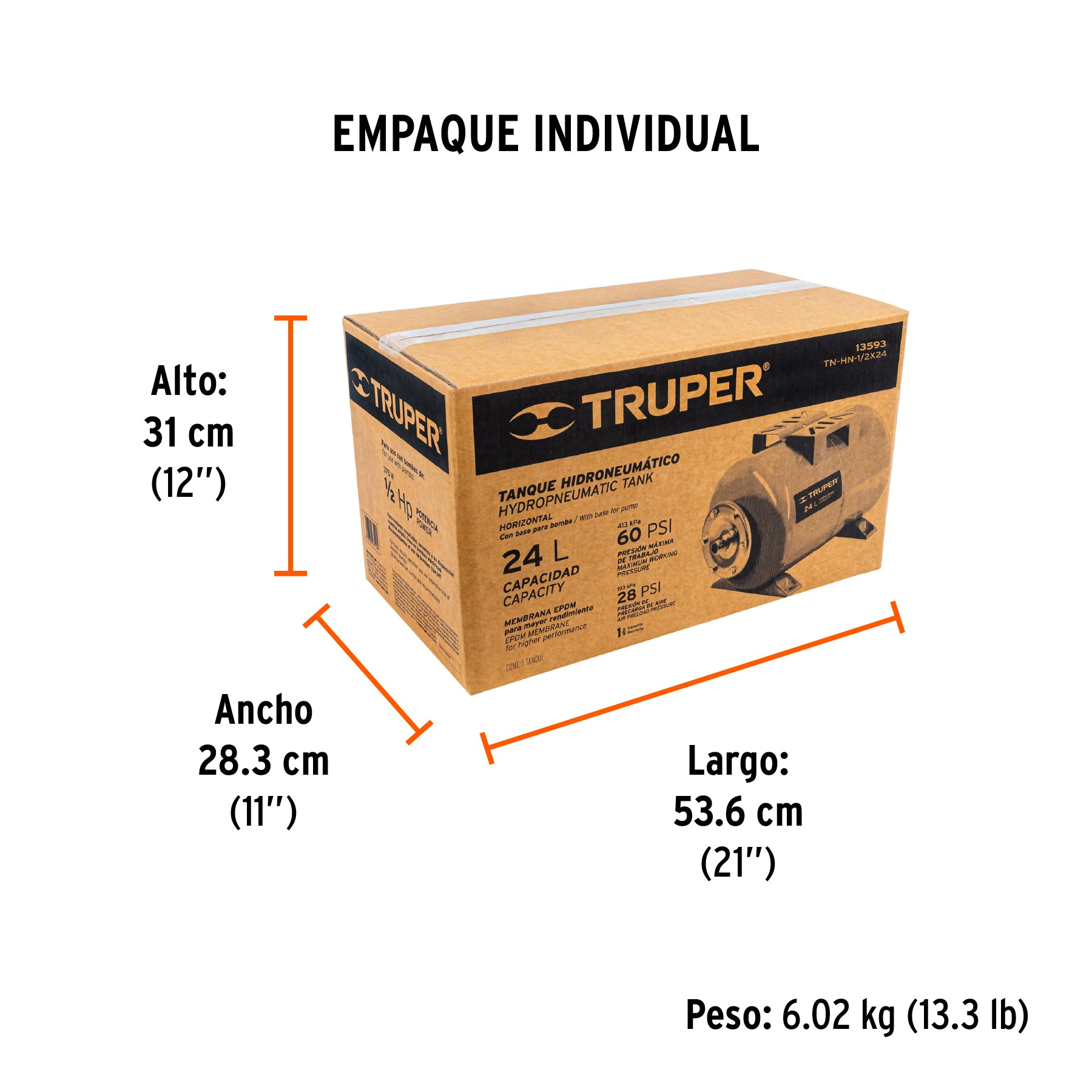 Tanque para bomba hidroneumática HIDR-1/2X24