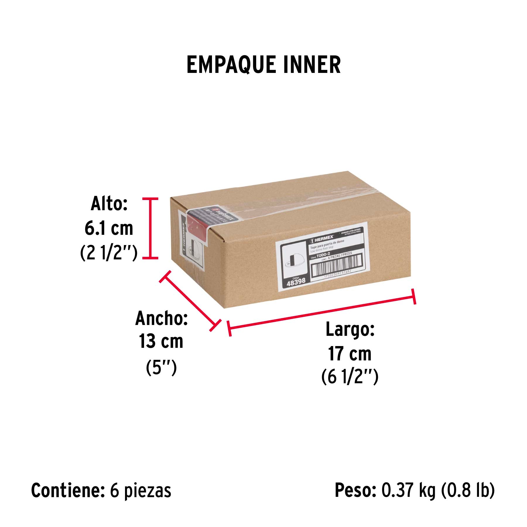 Tope tipo domo para puerta,latón antiguo, Hermex