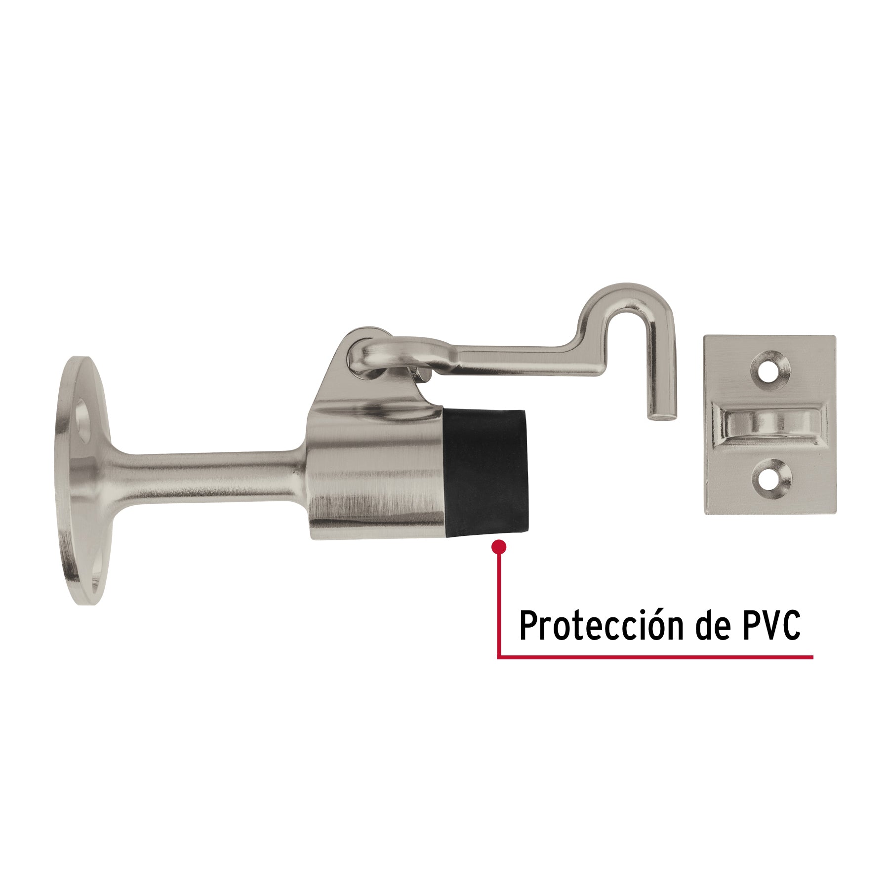 Tope de puerta con gancho, cromo
