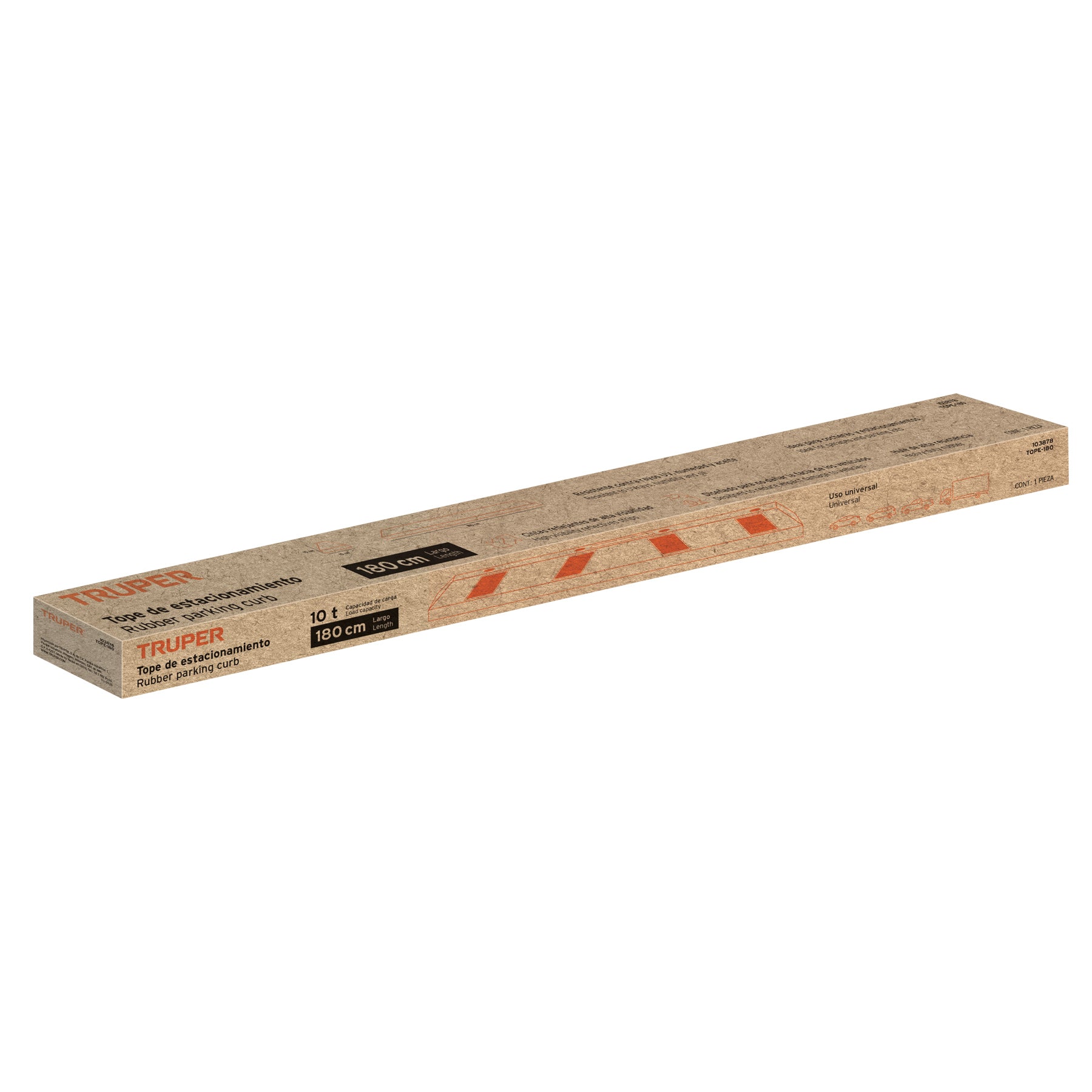 Tope de 180 cm para estacionamiento, TRUPER