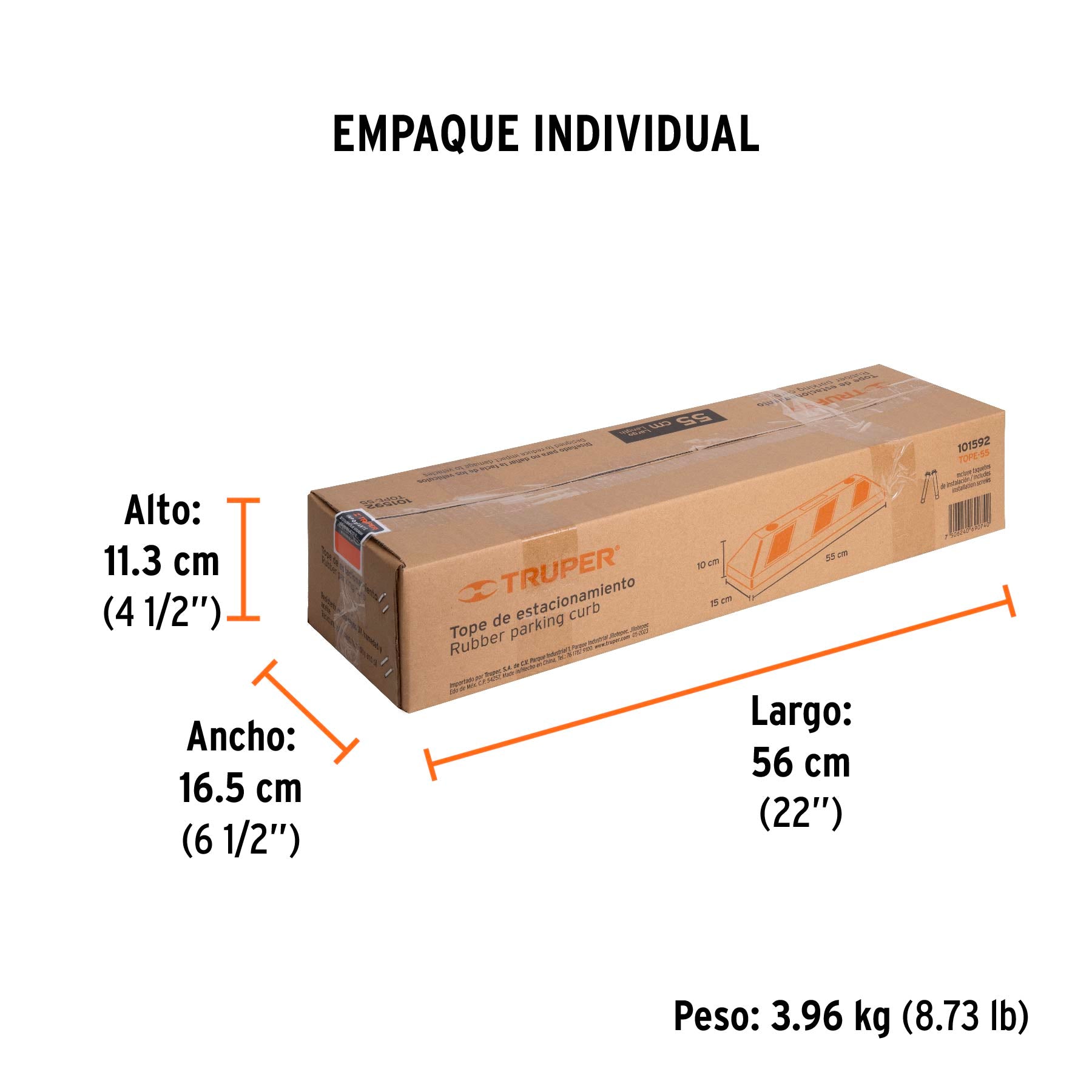 Tope de estacionamiento de 55 cm