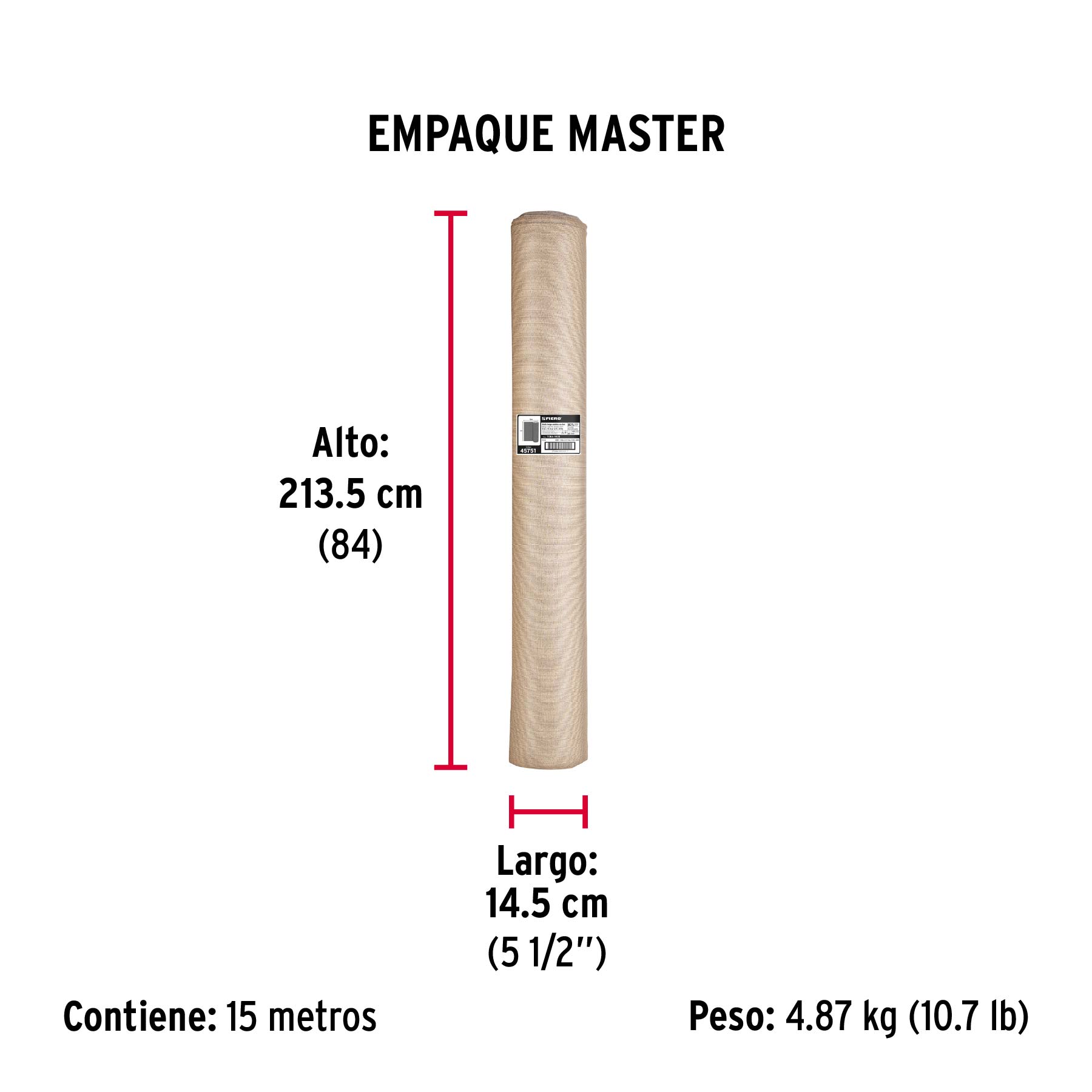 Rollo de malla sombra raschel 90% de 15m x 2m, beige, FIERO