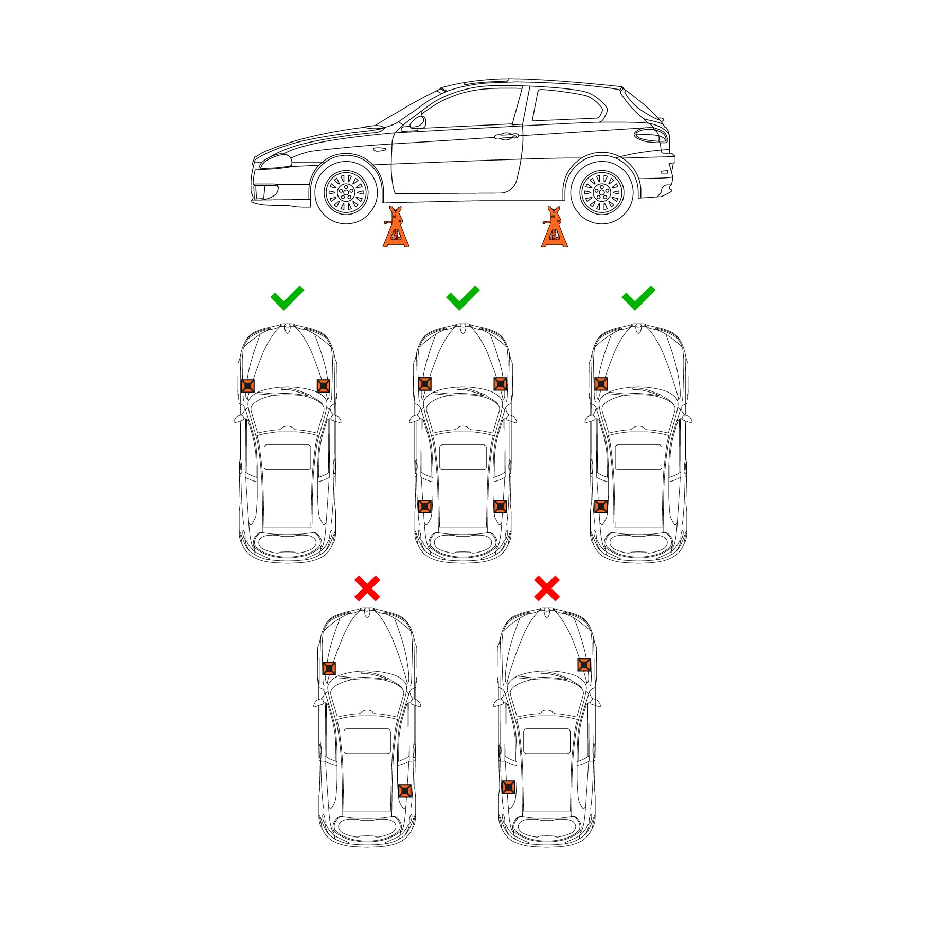 Torre para auto, 3 toneladas, 2 piezas