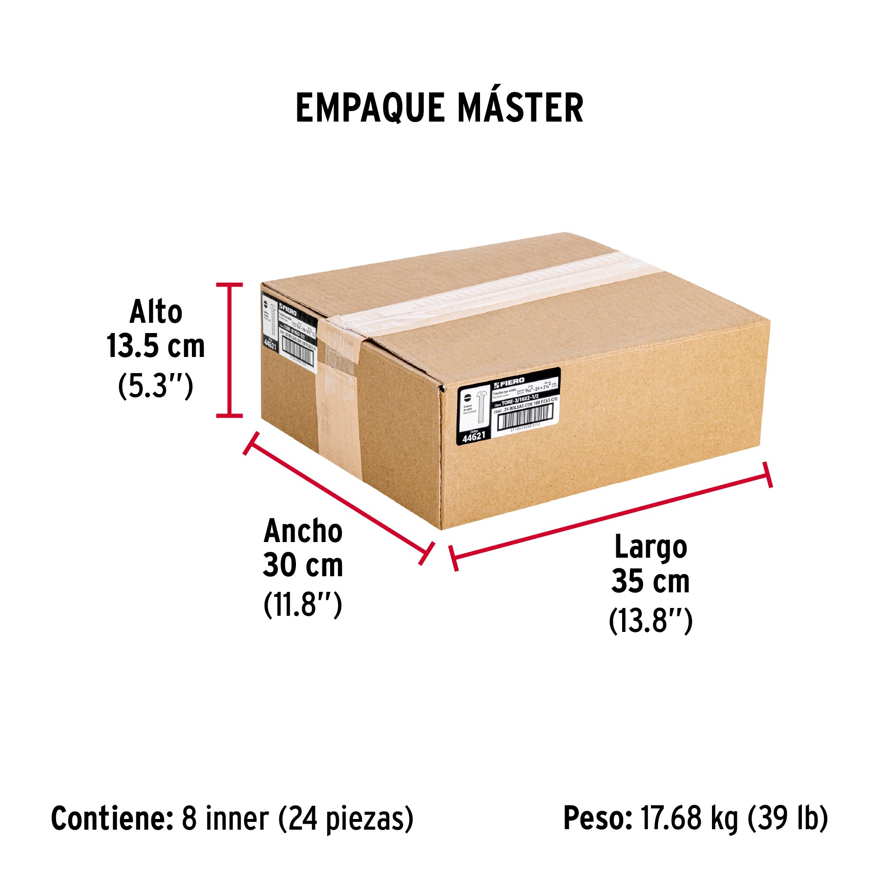 Tornillo acero galvanizado tipo estufa 3/16x2 1/2",100 pzas