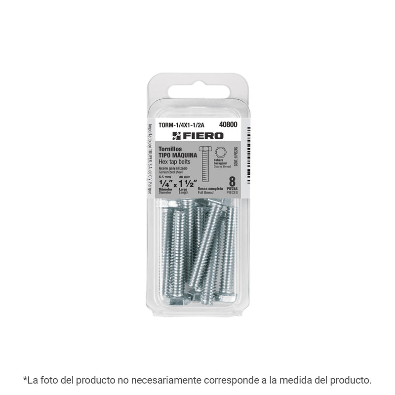 Blíster con 4 tornillos 3/8' x 1' tipo máquina, FIERO