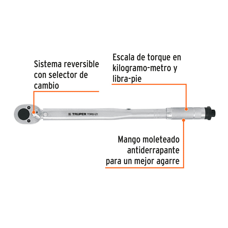 Torquímetro de trueno, dos lecturas, para dados cuadro 1/2"
