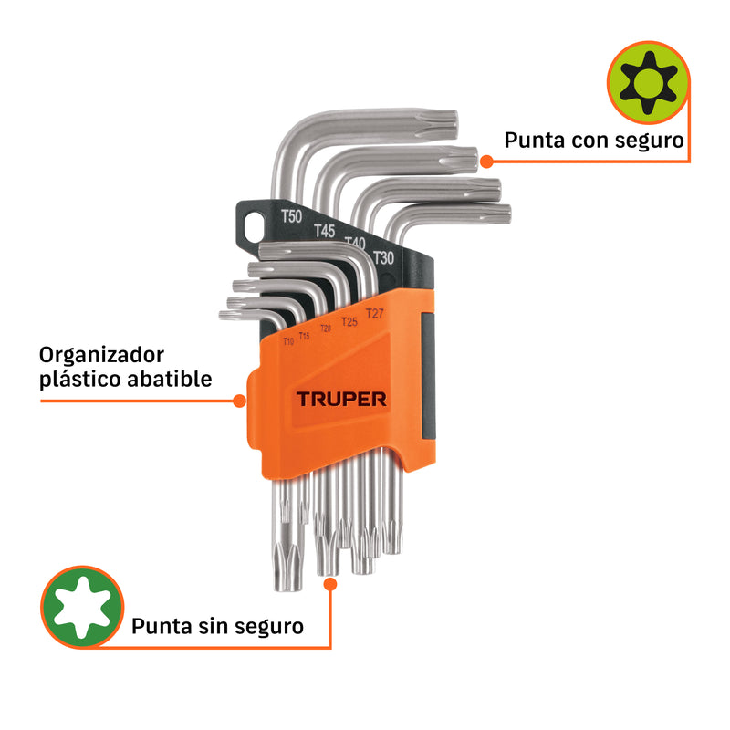 Juego de llaves torx, 9 piezas