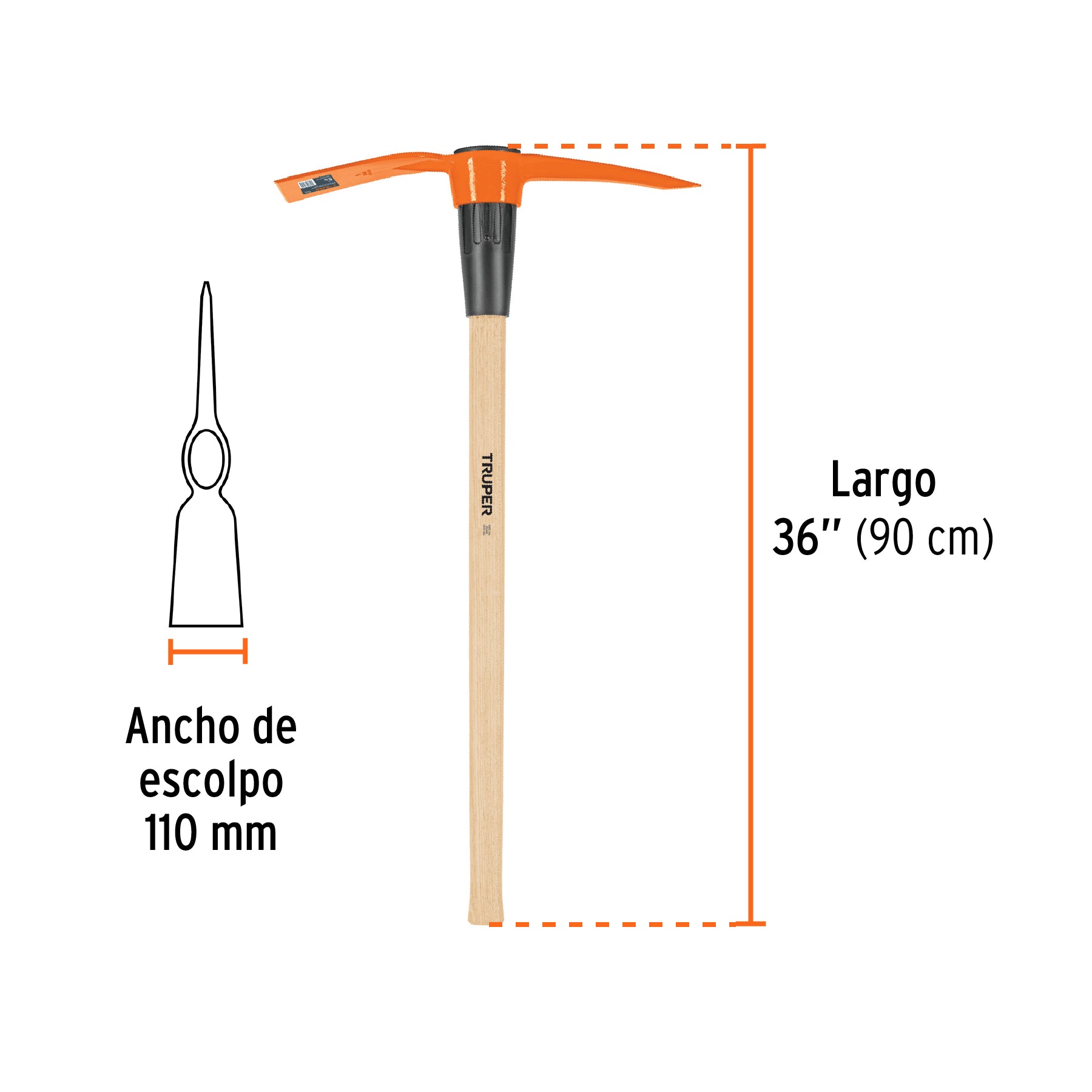 Talacho-pico 5 lb con mango de madera de 36', Truper