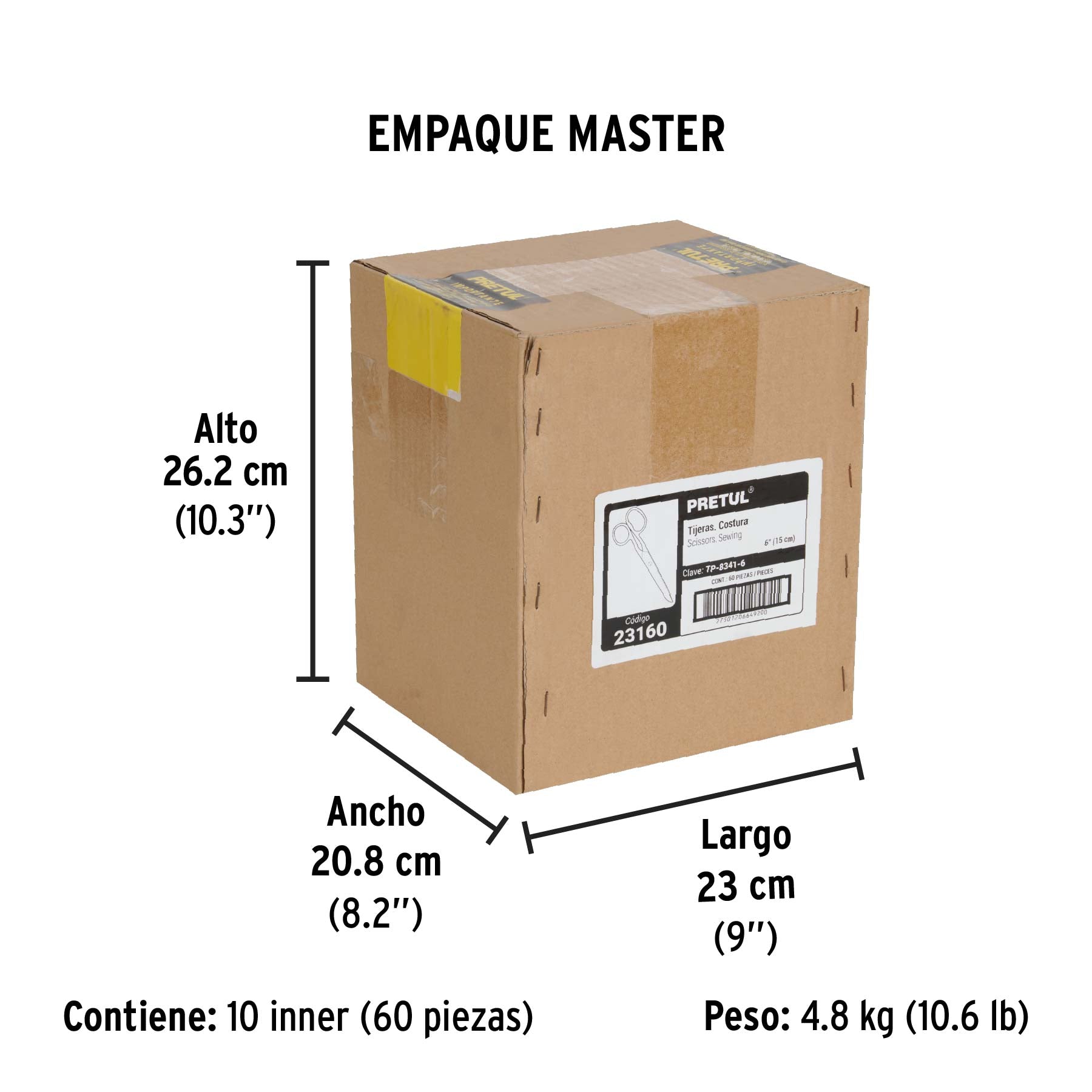 Tijera para costura, 6" ojo grande, Pretul