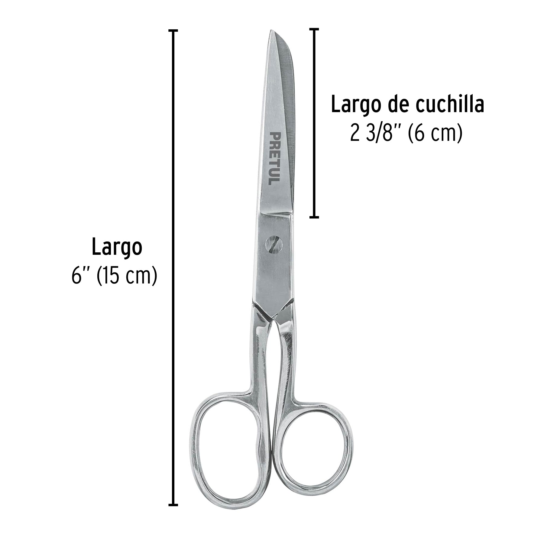 Tijera para costura, 6" ojo grande, Pretul