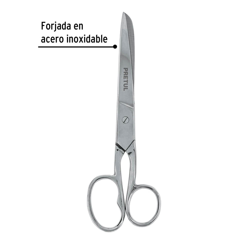 Tijera para costura, ojo grande, 7", pretul