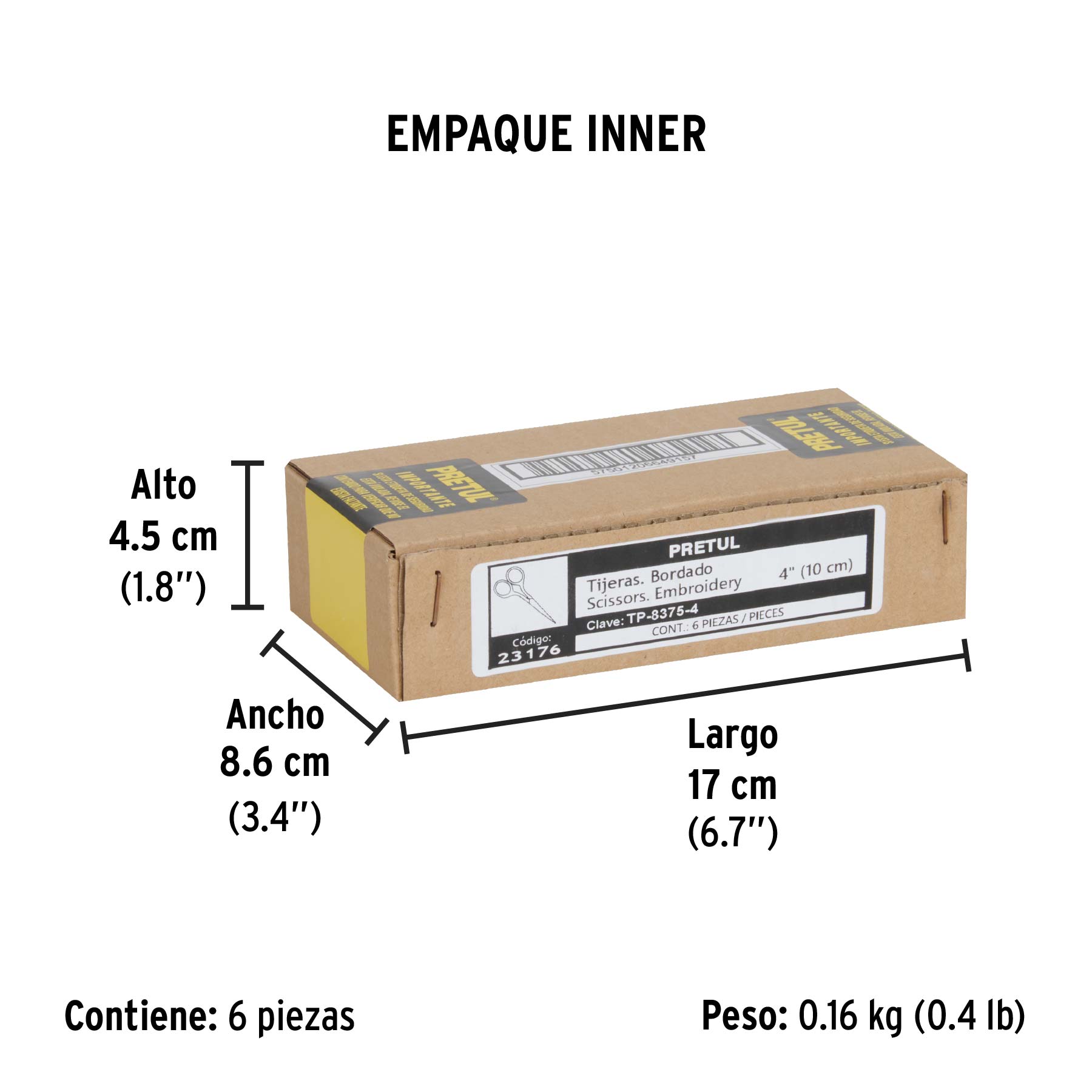 Tijera para bordar 4", pretul
