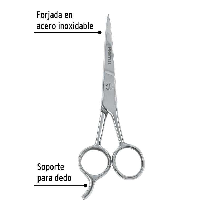 Tijera para estilista con gancho, 5-1/2", pretul
