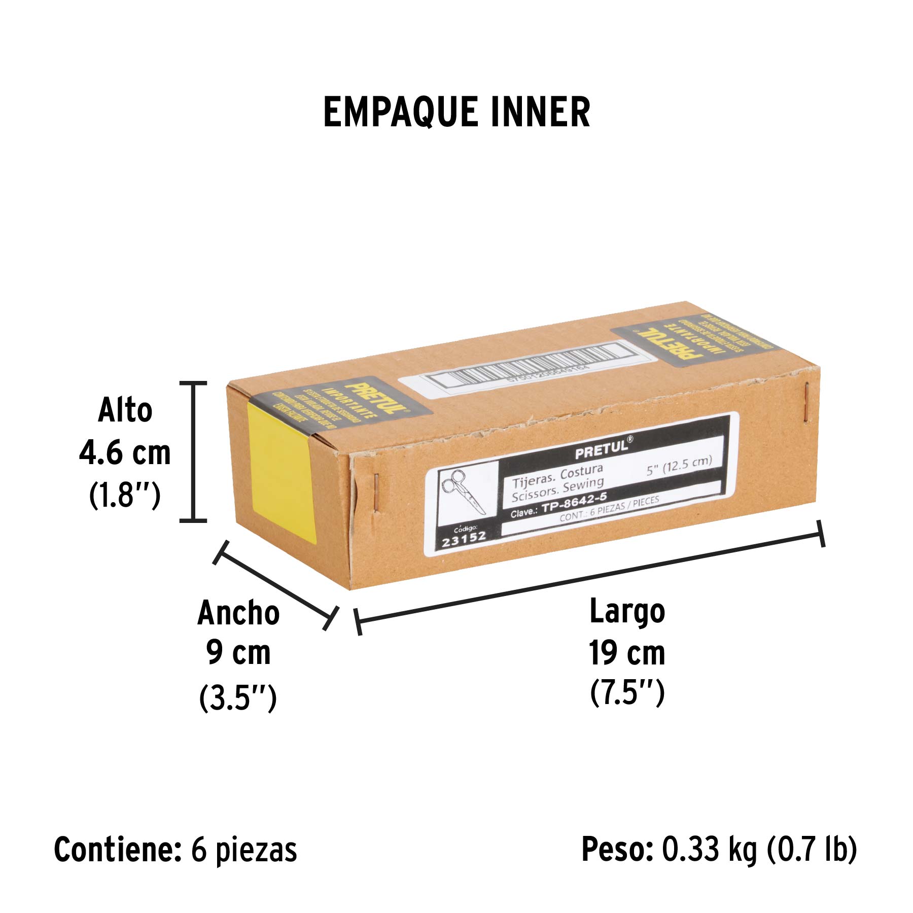 Tijera para costura y oficina  5", Pretul