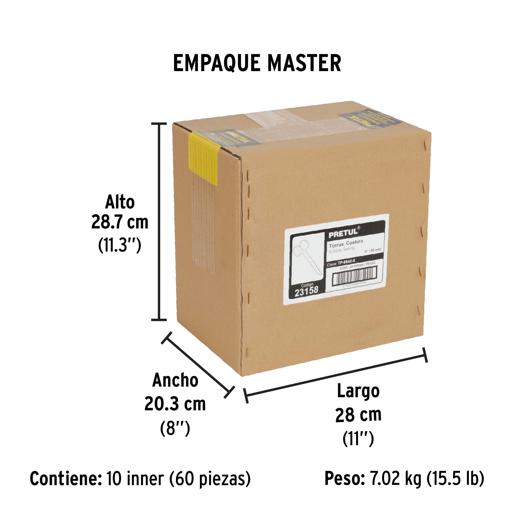 Tijera para costura y oficina 8", pretul