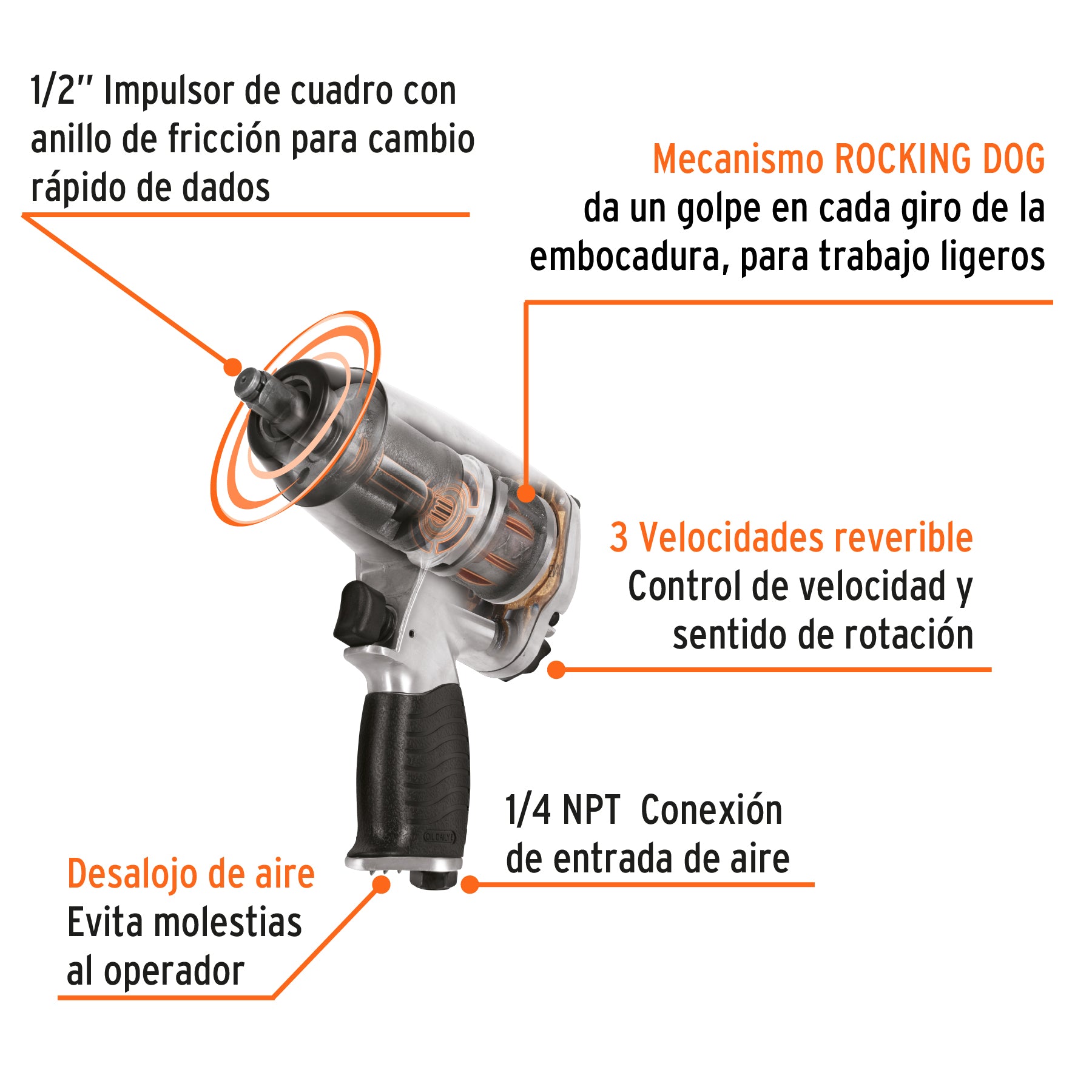 Llave de impacto neumática 1/2"