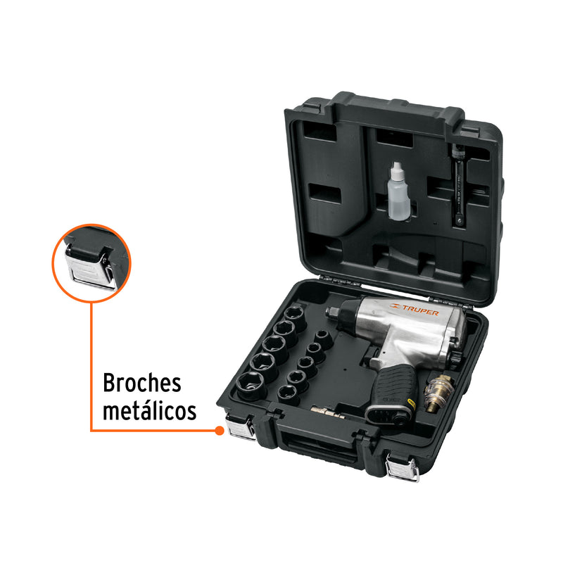 Llave neumática de impacto, 1/2", kit